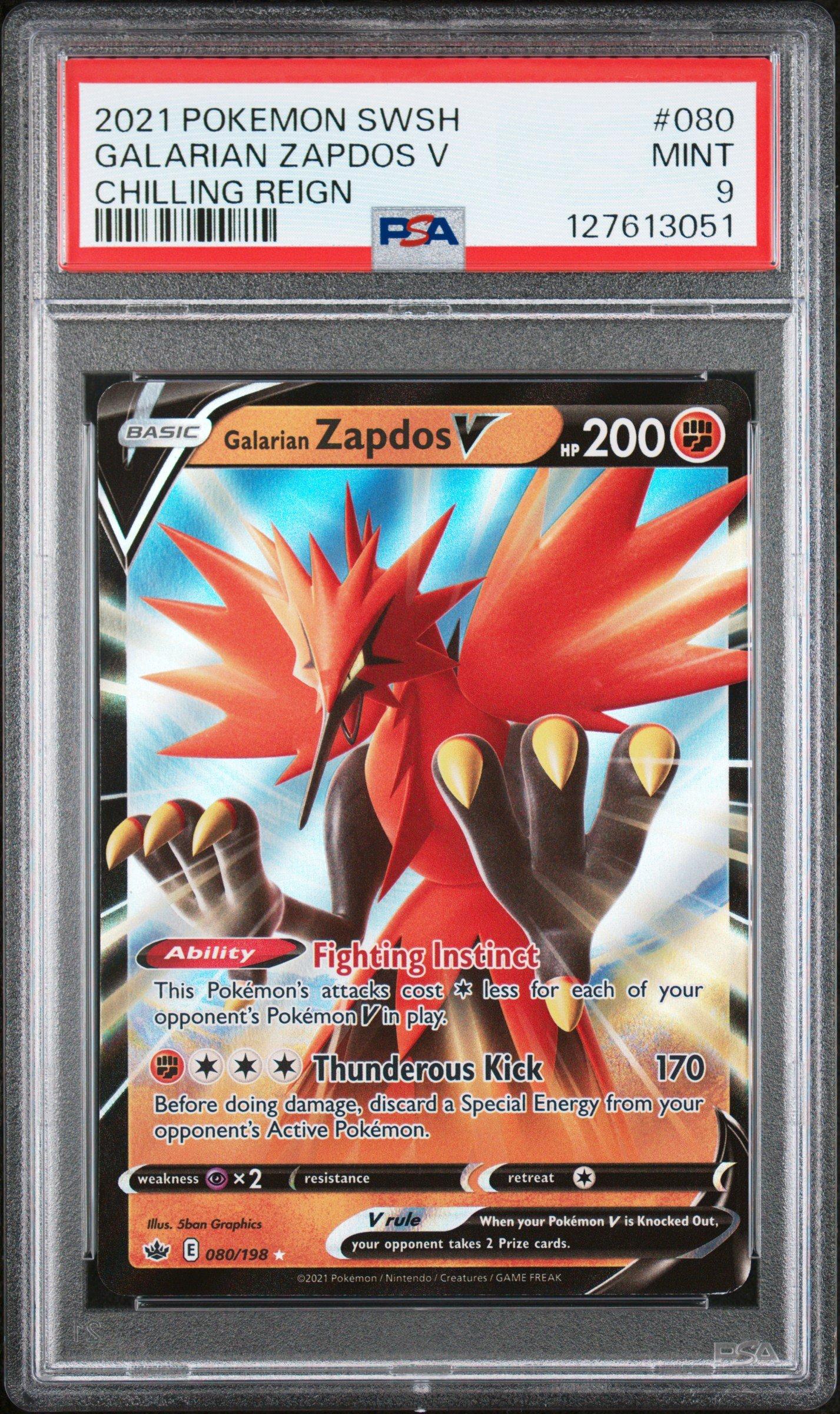 2021 Pokemon Sword & Shield Chilling Reign 080 Galarian Zapdos V
