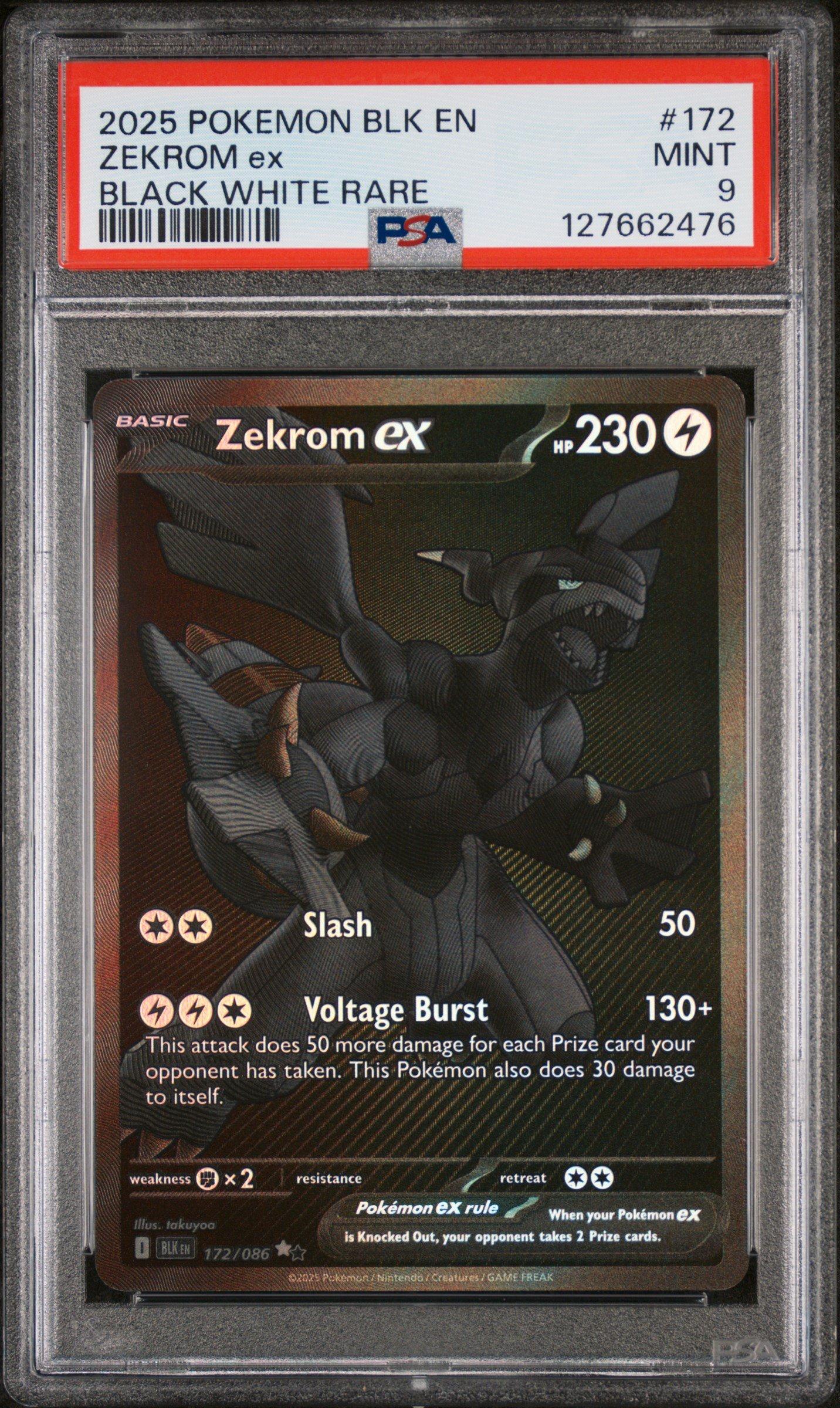 2025 Pokemon Blk En-black Bolt 172 Zekrom Ex Black White Rare PSA