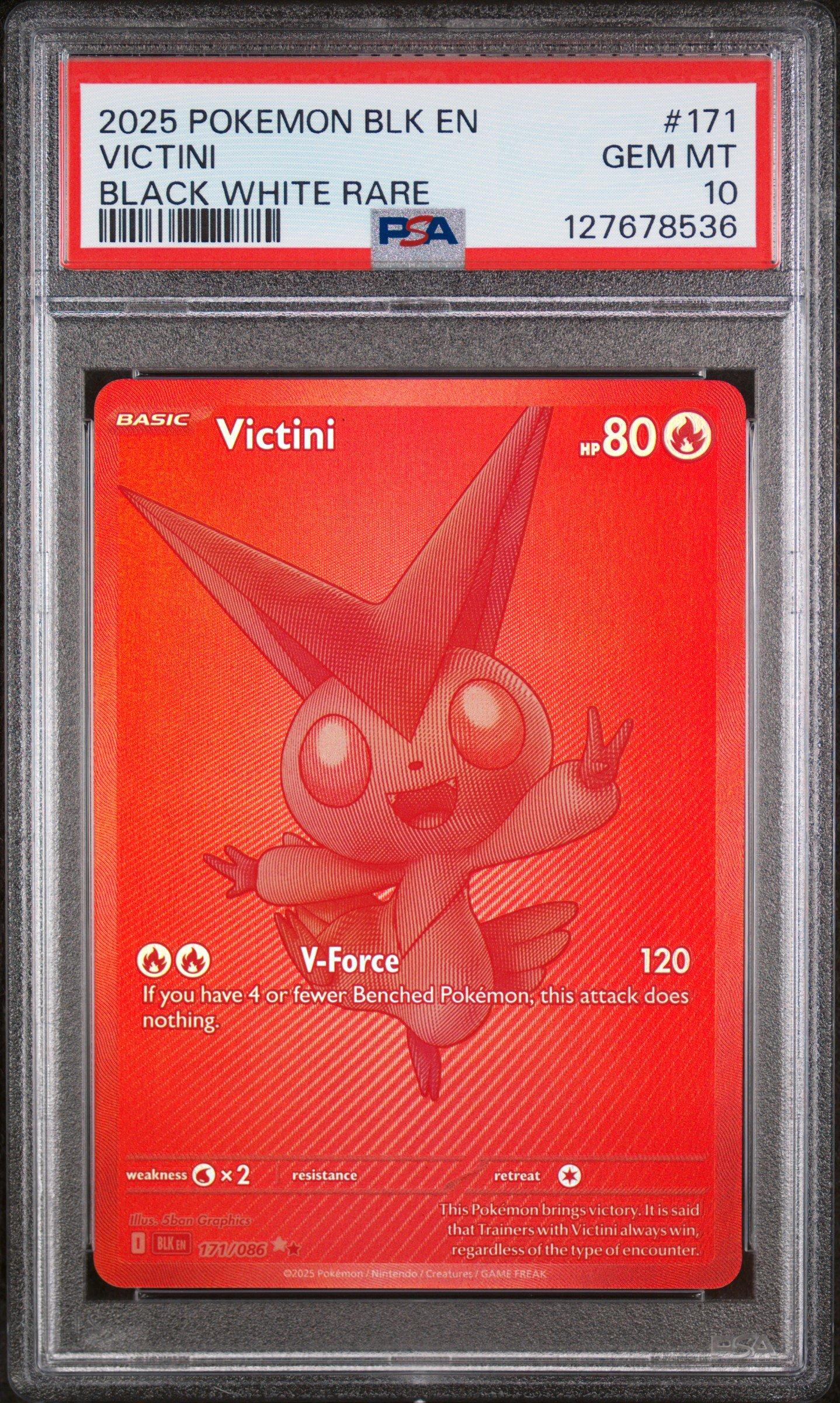 2025 Pokemon Blk En-black Bolt 171 Victini Black White Rare PSA 10