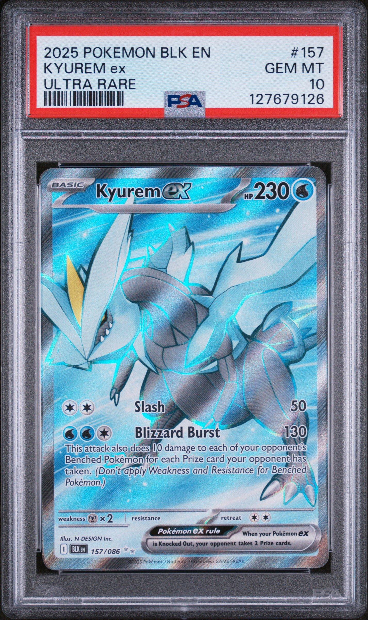 2025 Pokemon Blk En-black Bolt 157 Kyurem Ex Ultra Rare PSA 10 