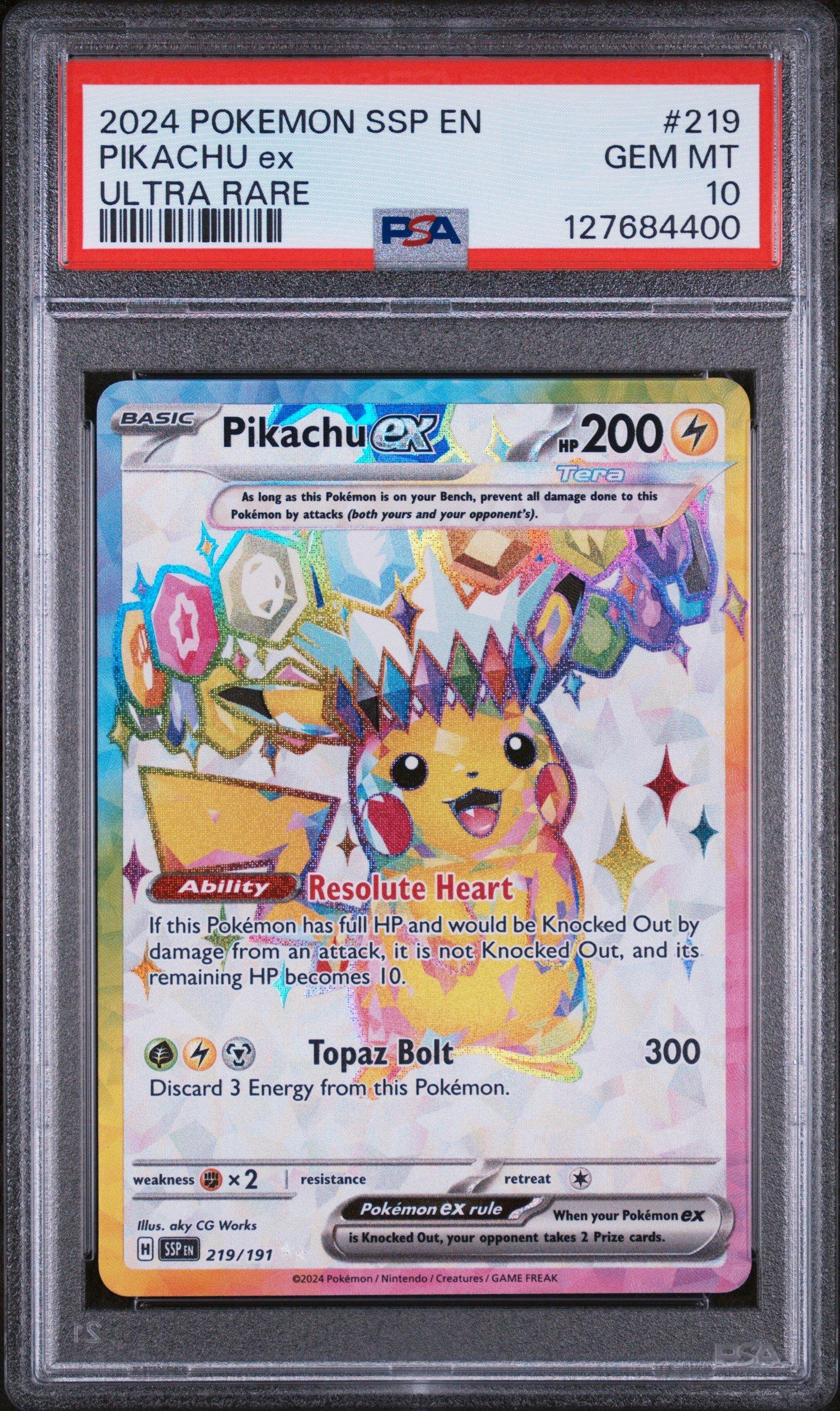 2024 Pokemon Ssp En-surging Sparks 219 Pikachu Ex Ultra Rare PSA