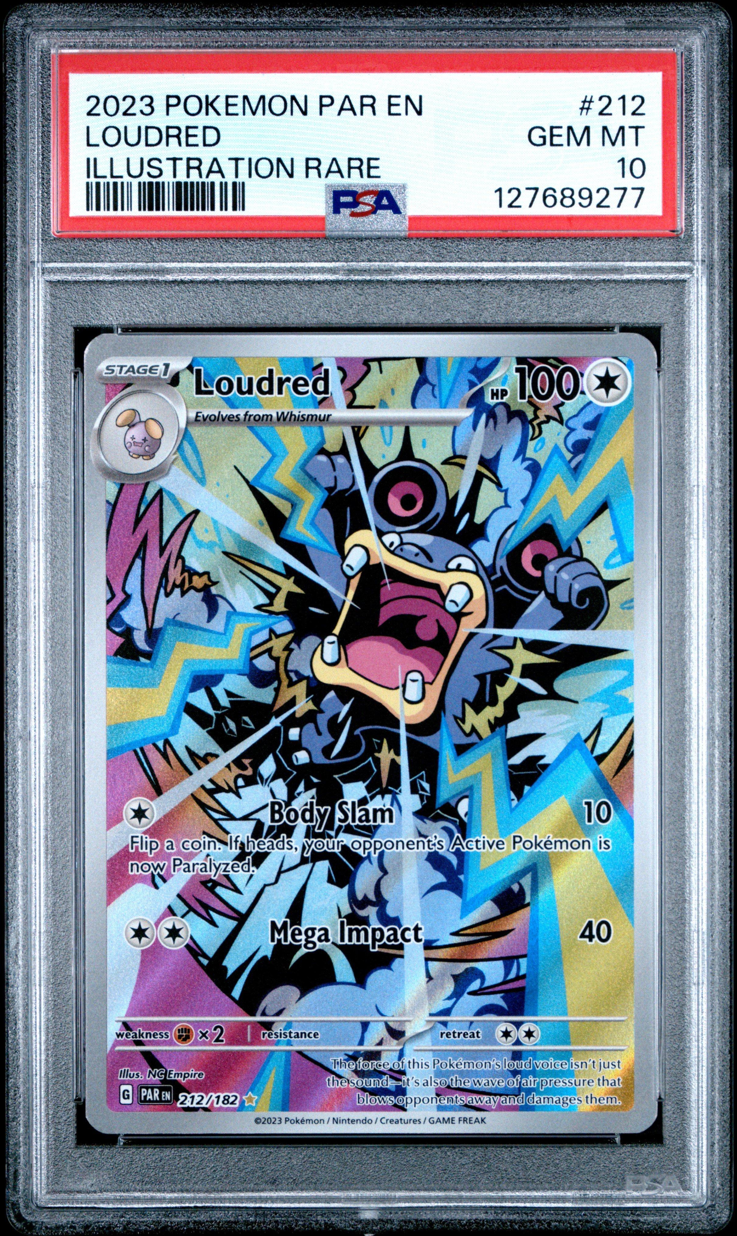 2023 Pokemon Par En-paradox Rift 212 Loudred Illustration Rare PSA