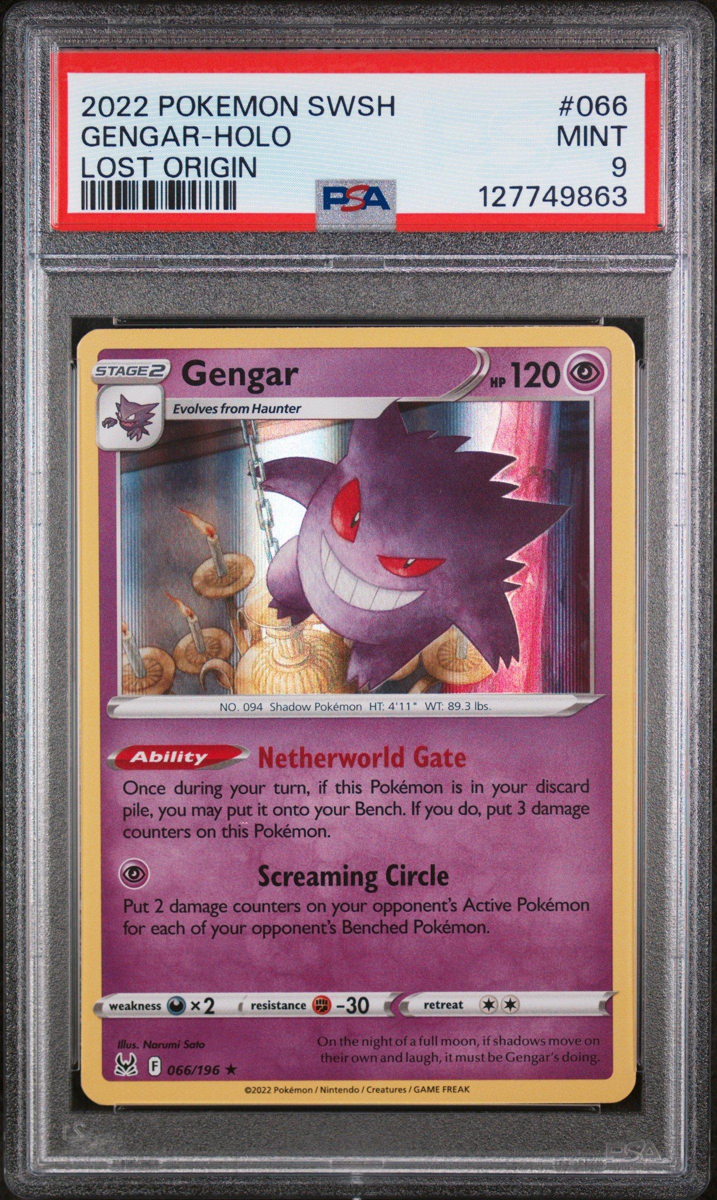 2022 Pokemon Sword & Shield Lost Origin 066 Gengar-holo PSA 9
