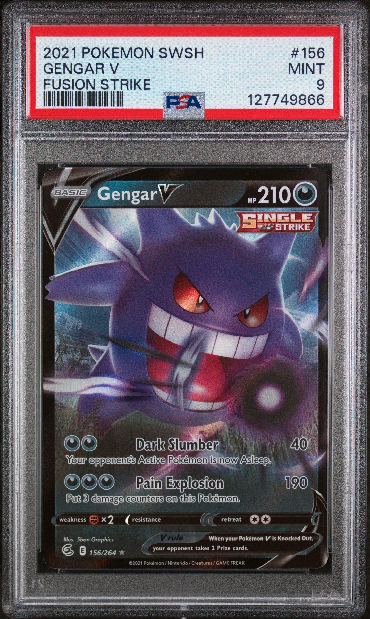 2021 Pokemon Sword & Shield Fusion Strike 156 Gengar V PSA 9