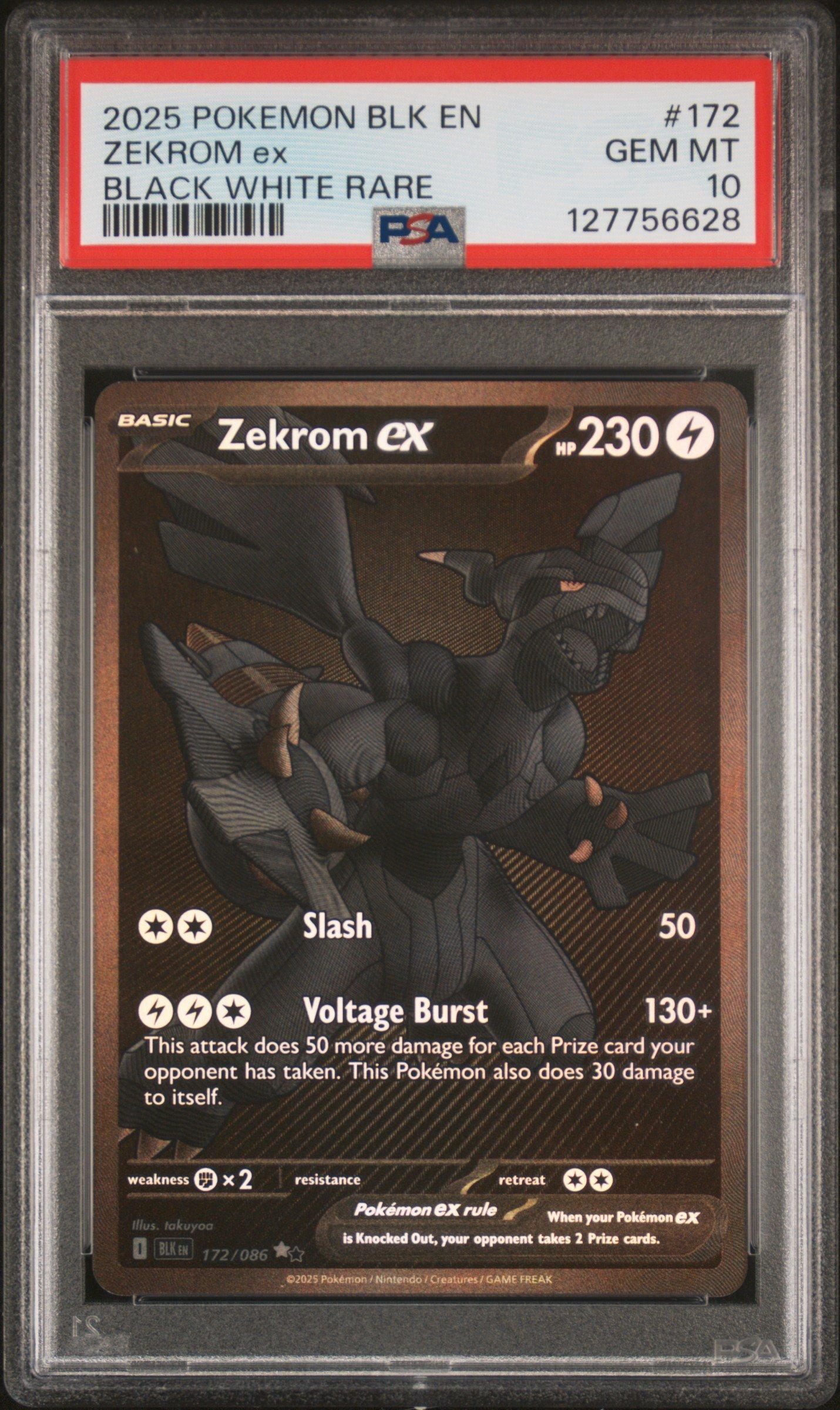 2025 Pokemon Blk En-black Bolt 172 Zekrom Ex Black White Rare PSA