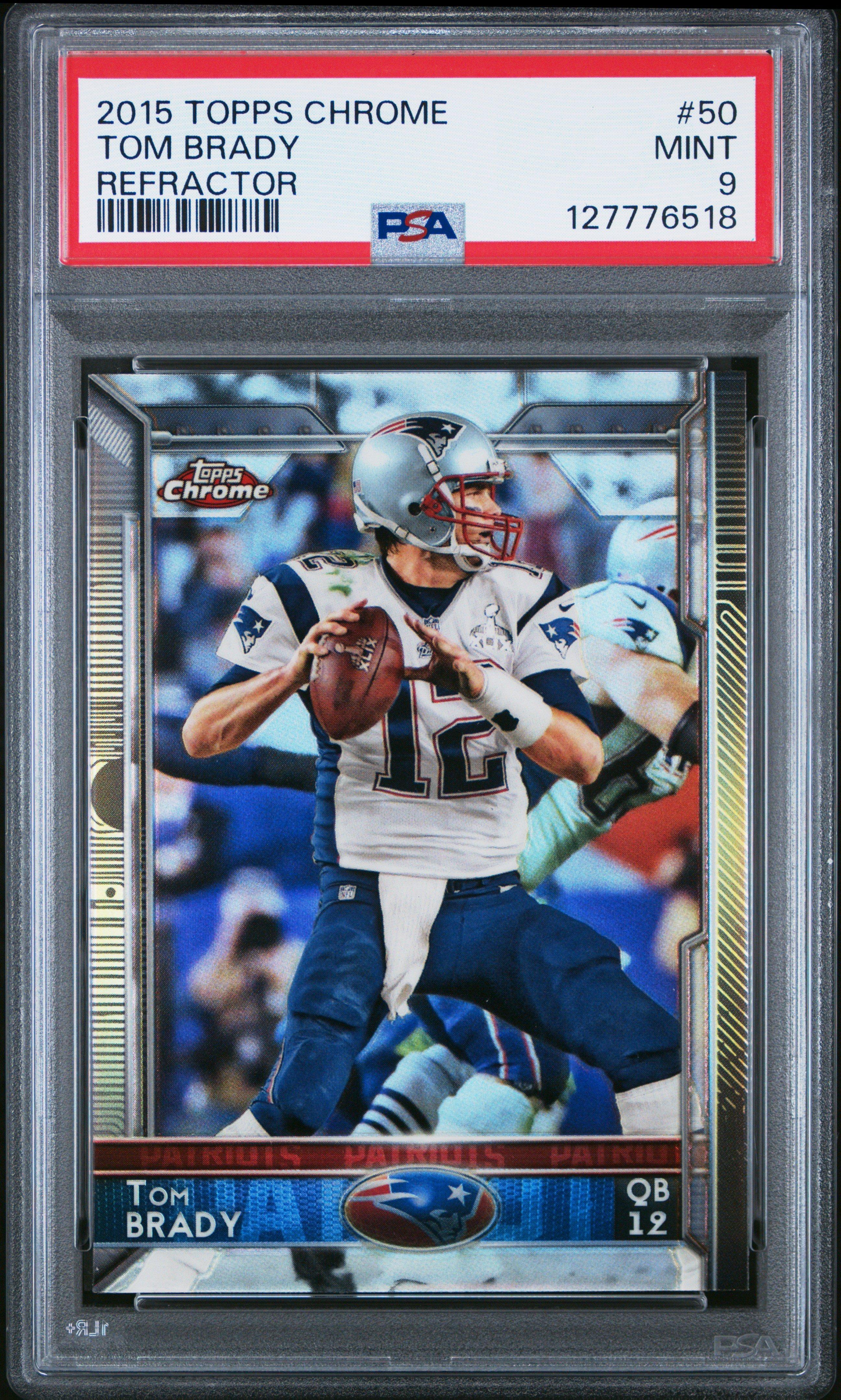 tom brady graded cards 2015 Topps Chrome 50 Refractor PSA 9 Card Tom Brady 2000 Skybox Dominion