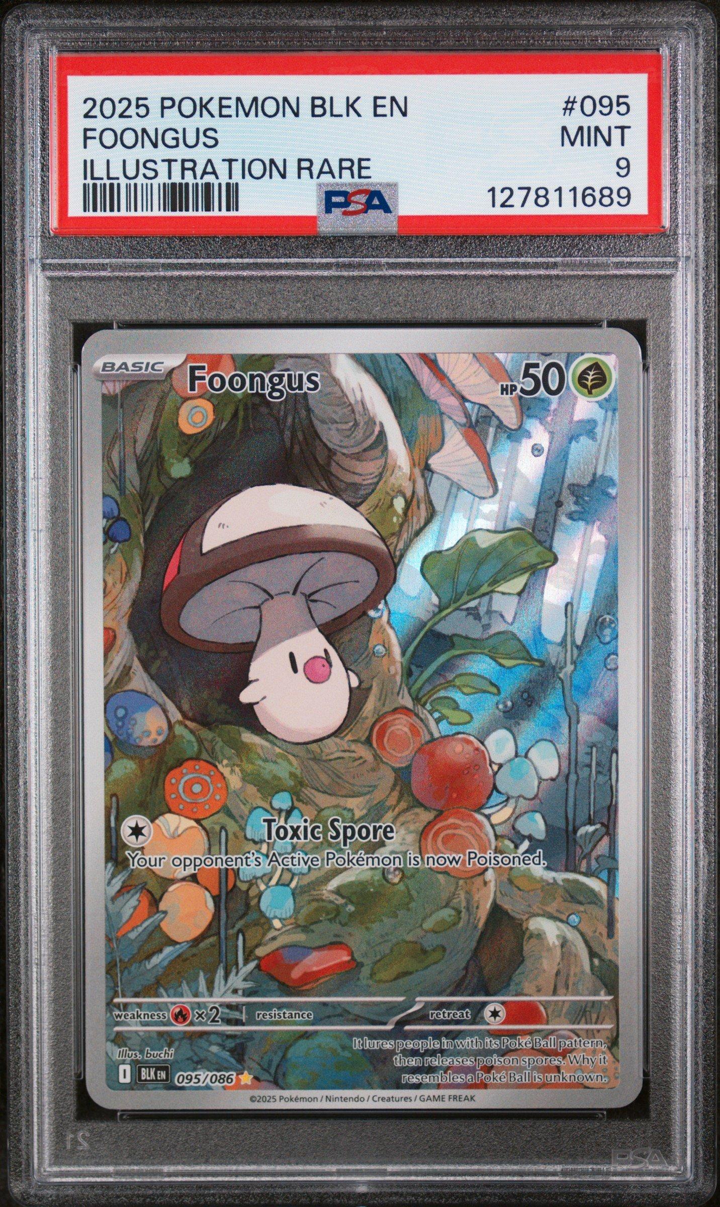 2025 Pokemon Blk En-black Bolt 095 Foongus Illustration Rare PSA 9