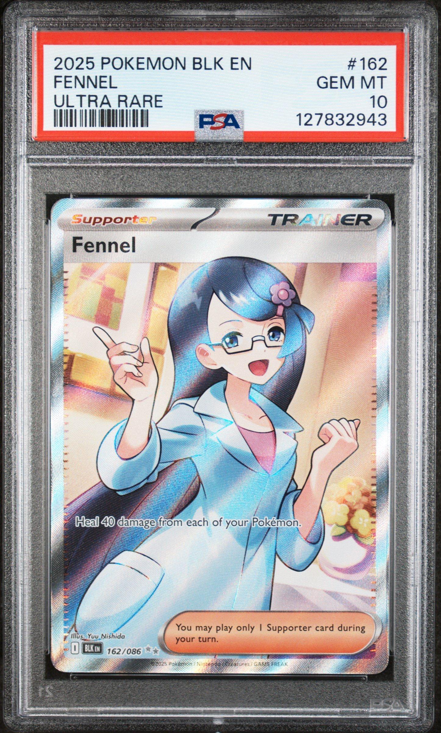 2025 Pokemon Blk En-black Bolt 162 Fennel Ultra Rare PSA 10 Graded