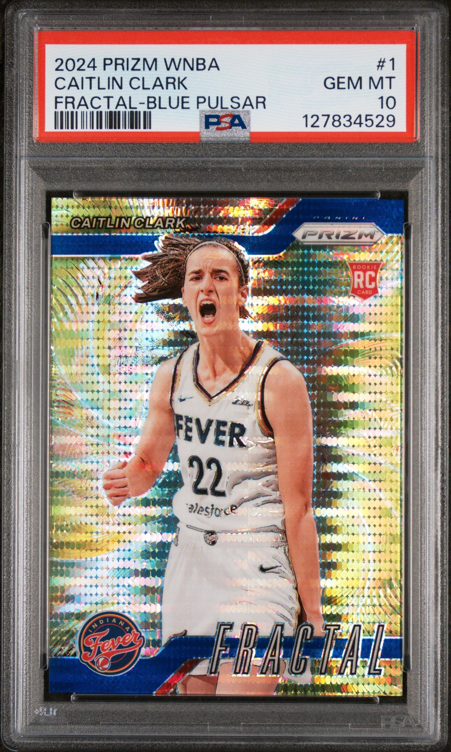2024 Panini Prizm Wnba Fractal 1 Caitlin Clark Blue Pulsar PSA 10