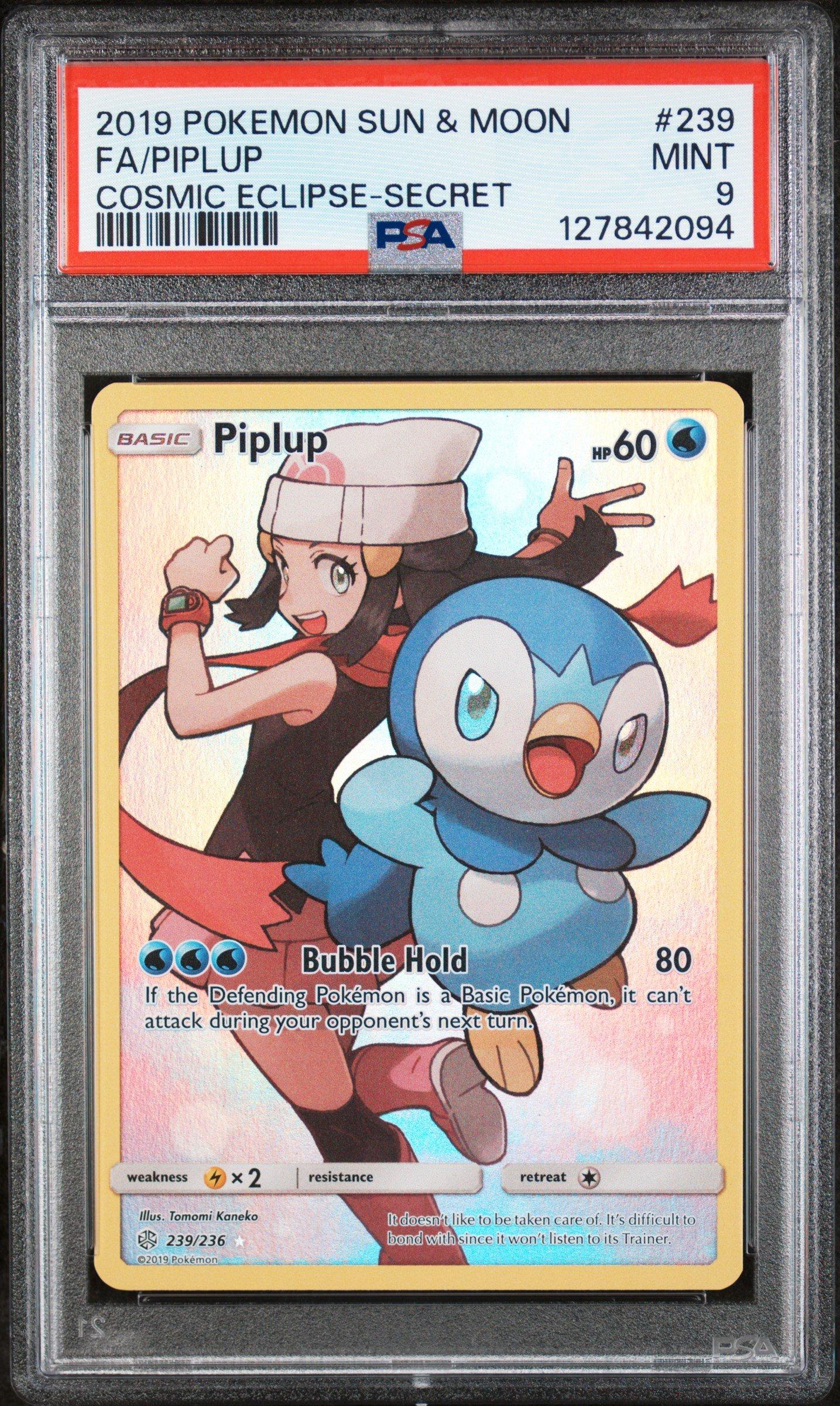 2019 Pokemon Sun & Moon Cosmic Eclipse 239 Full Art/piplup Secret