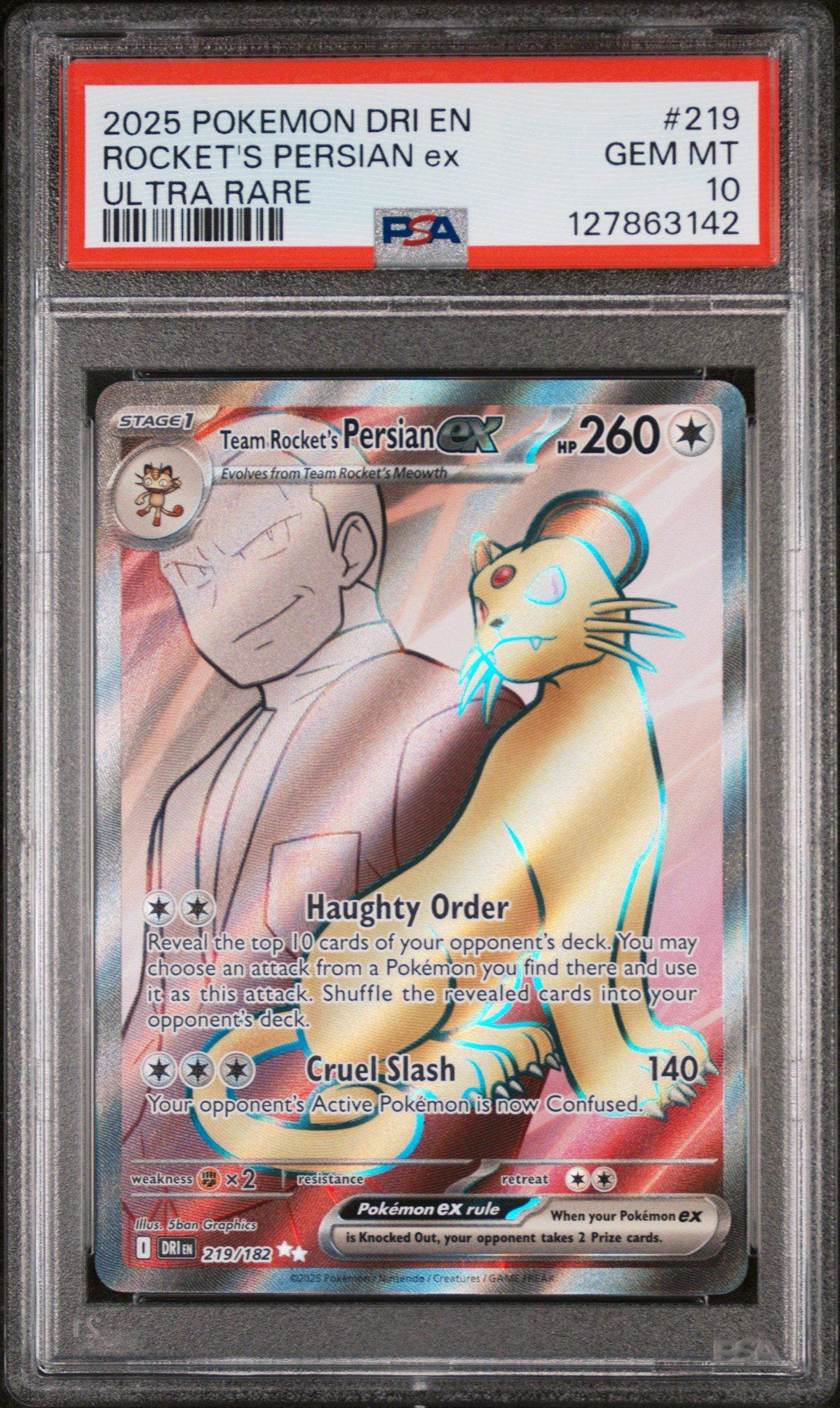 2025 Pokemon Dri En-destined Rivals 219 Team Rocket's Persian Ex Ultra Rare  PSA 10 Graded Card | GameStop