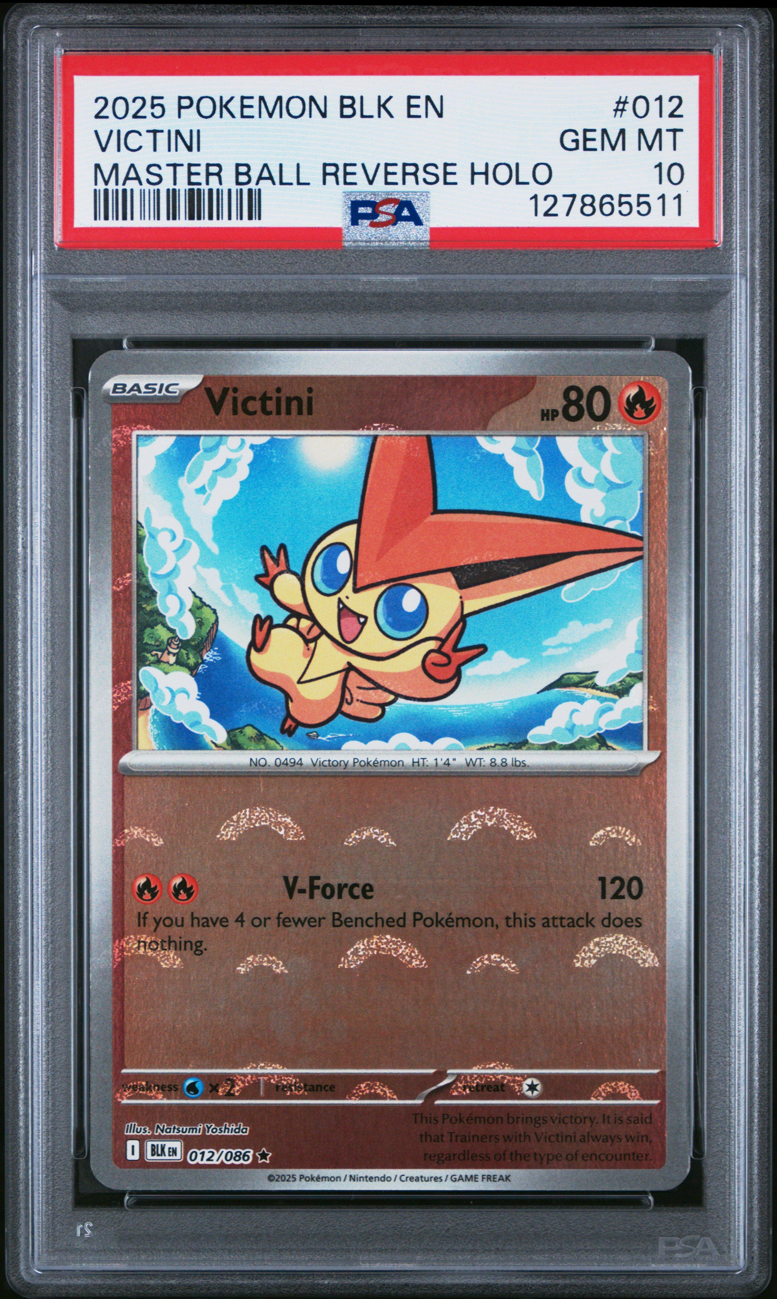 2025 Pokemon Blk En-black Bolt 012 Victini Master Ball Reverse