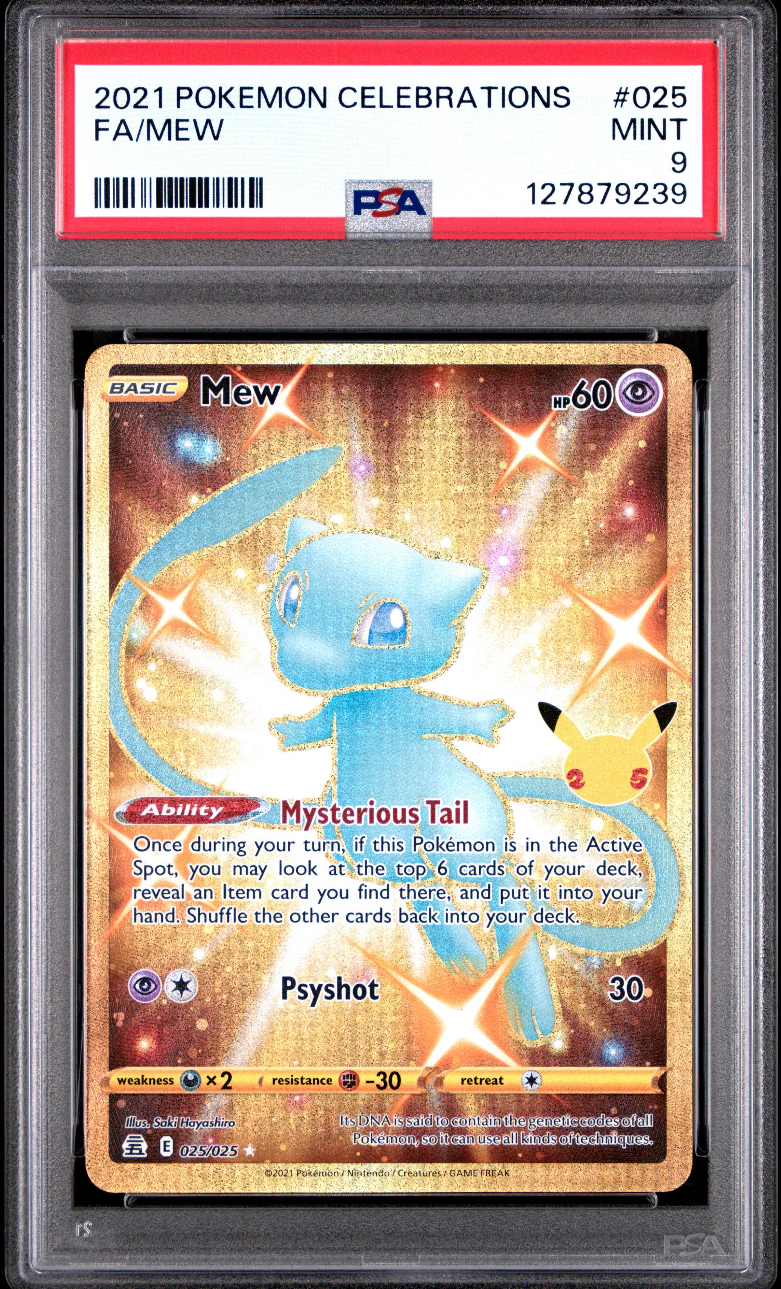 2021 Pokemon Celebrations 025 Full Art/mew PSA 9 Graded Card