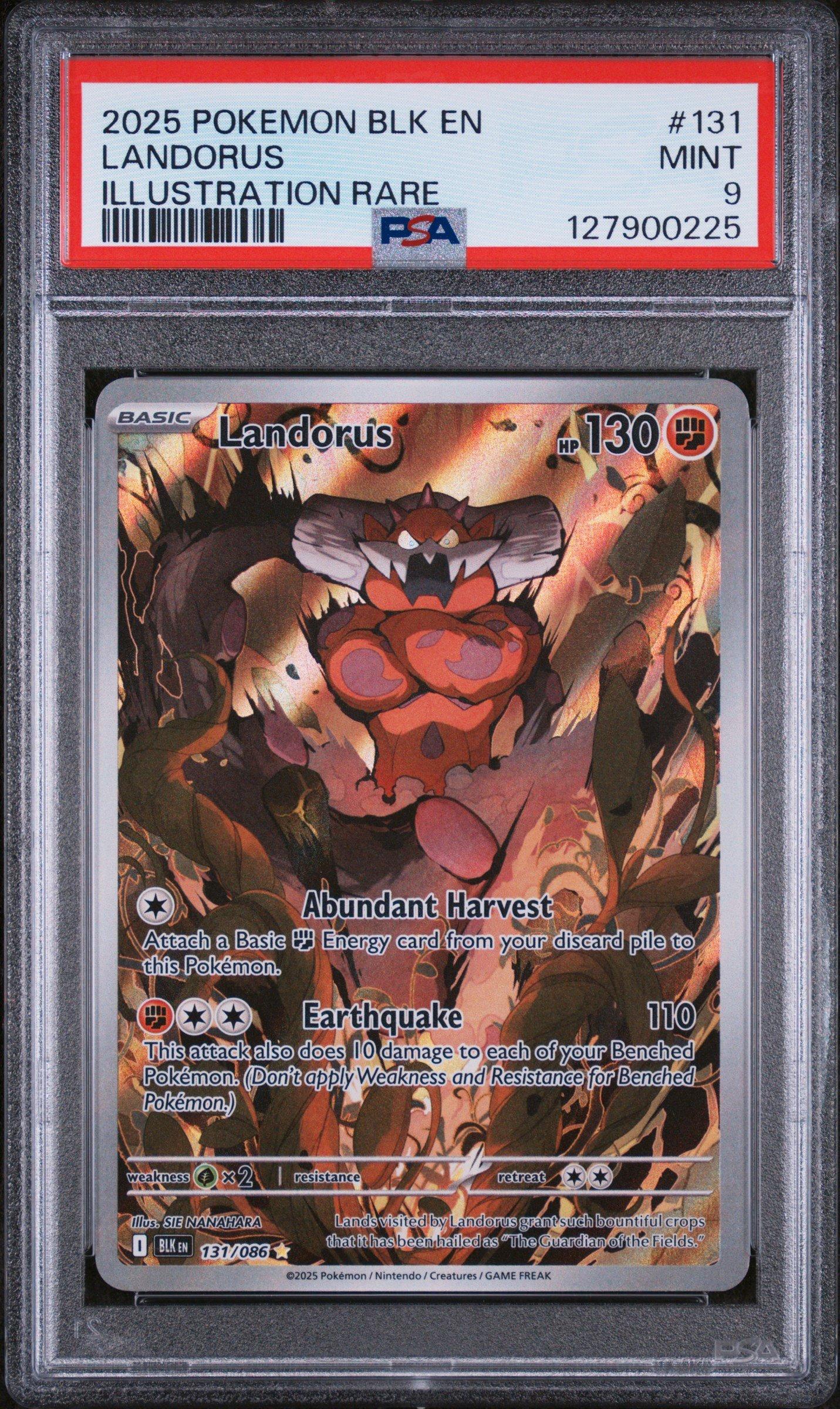 2025 Pokemon Blk En-black Bolt 131 Landorus Illustration Rare PSA