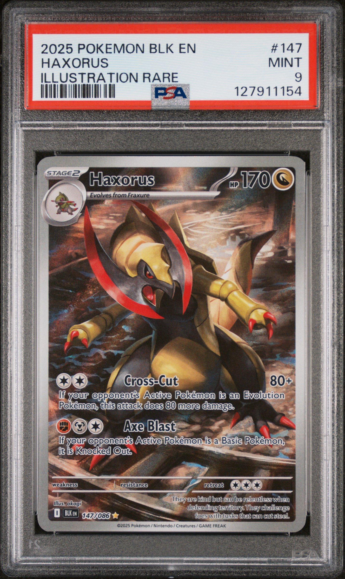 2025 Pokemon Blk En-black Bolt 147 Haxorus Illustration Rare PSA 9 Graded  Card | GameStop