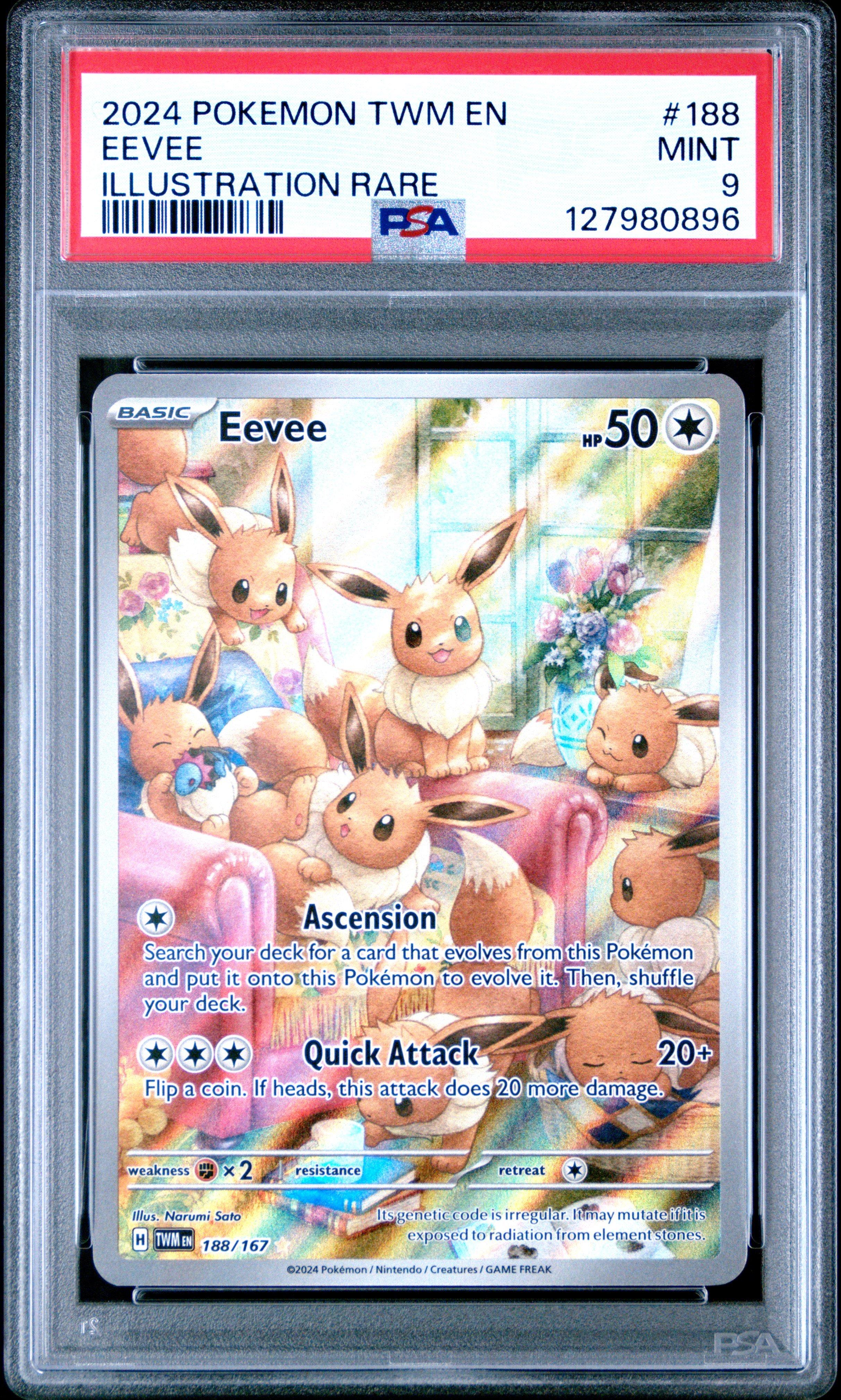 2024 Pokemon Twm En-Twilight Masquerade 188 Eevee Illustration Rare PSA 9