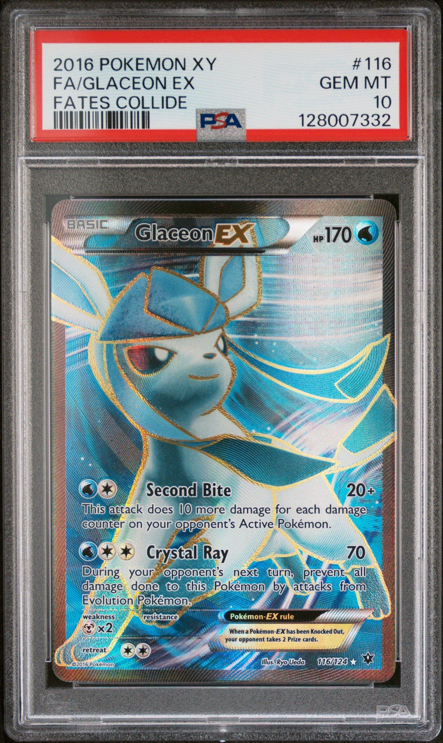 2016 Pokemon Xy Fates Collide 116 Full Art/glaceon Ex PSA 10