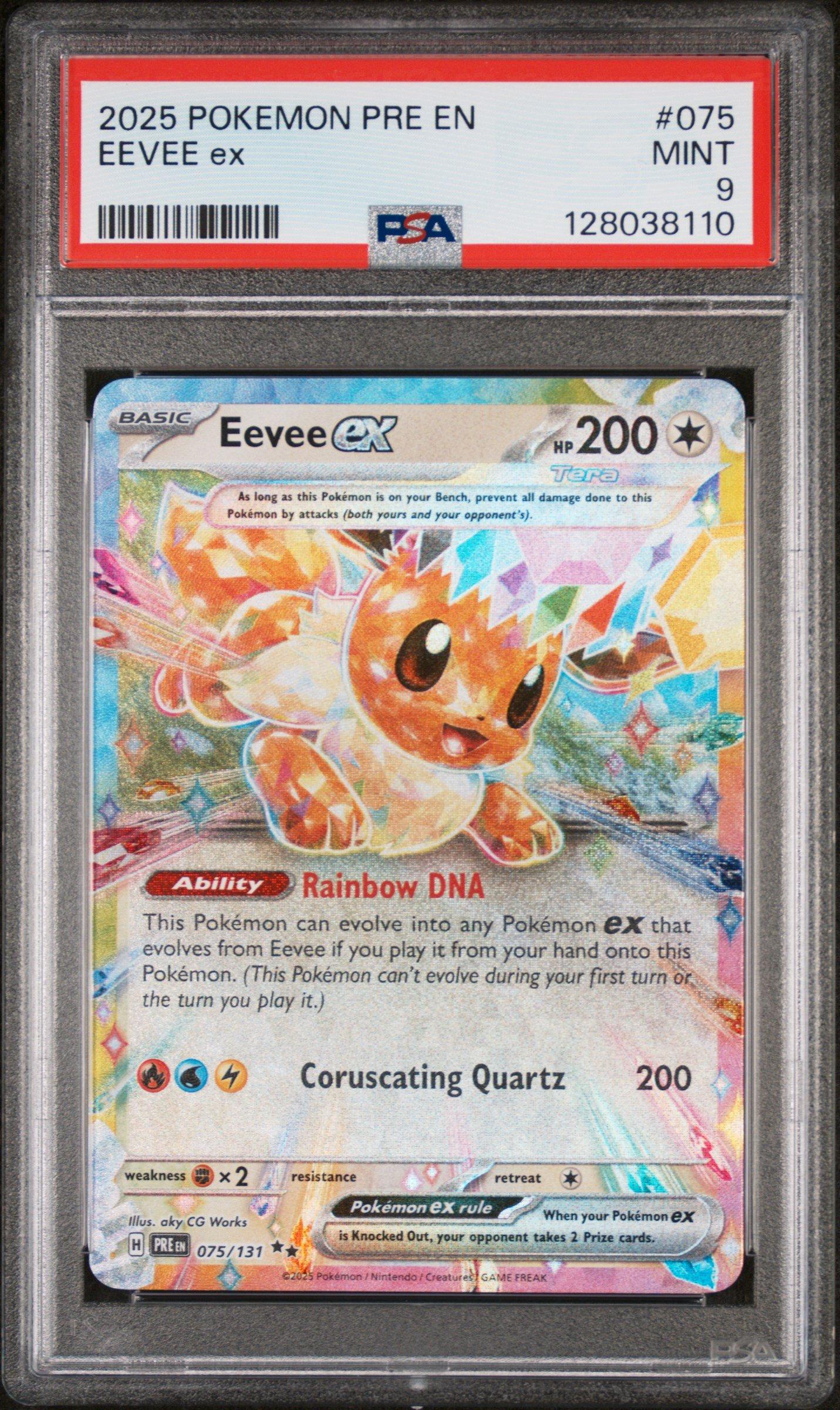 2025 Pokemon Pre En-prismatic Evolutions 075 Eevee Ex PSA 9 Graded