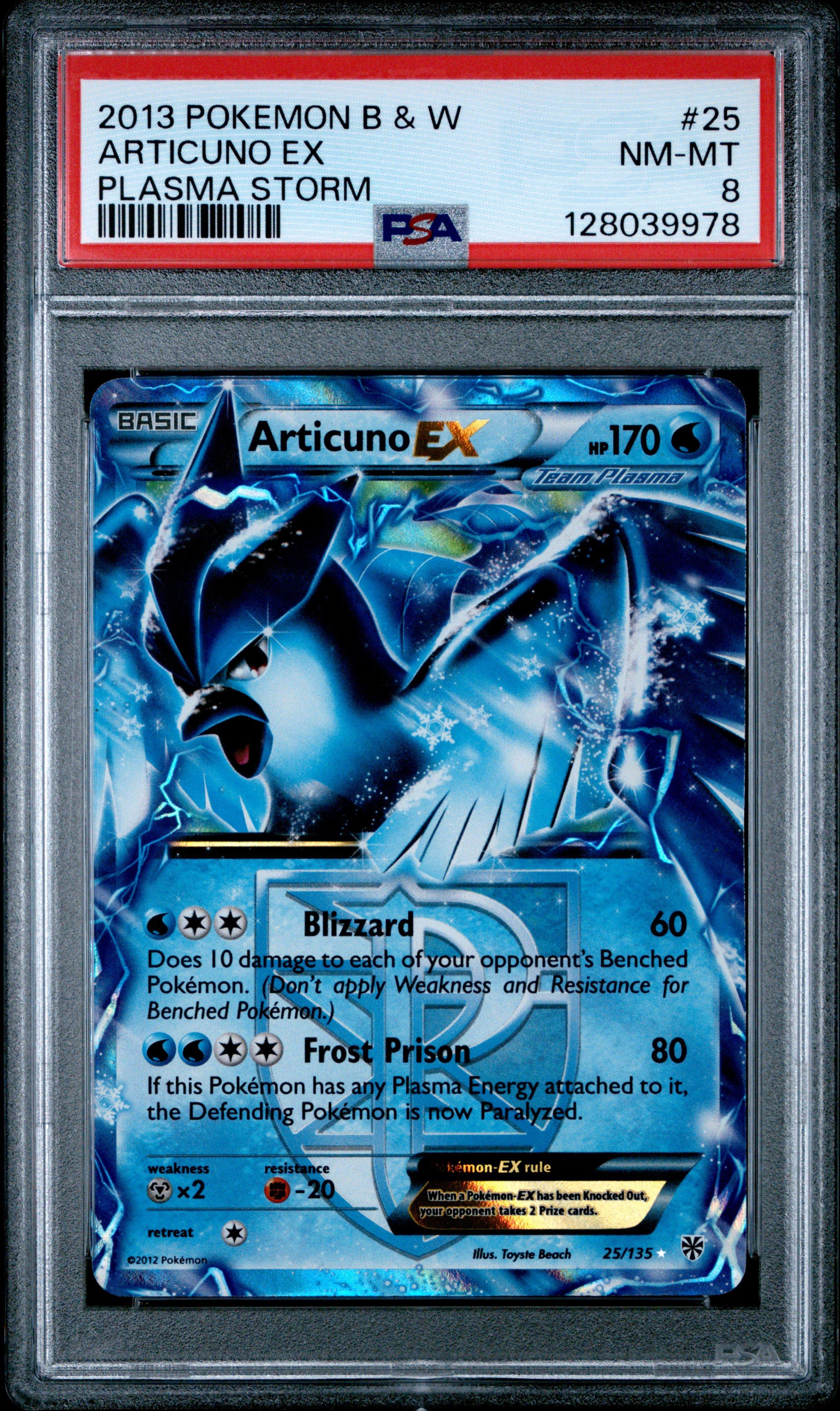 2013 Pokemon Black & White Plasma Storm 25 Articuno Ex PSA 8