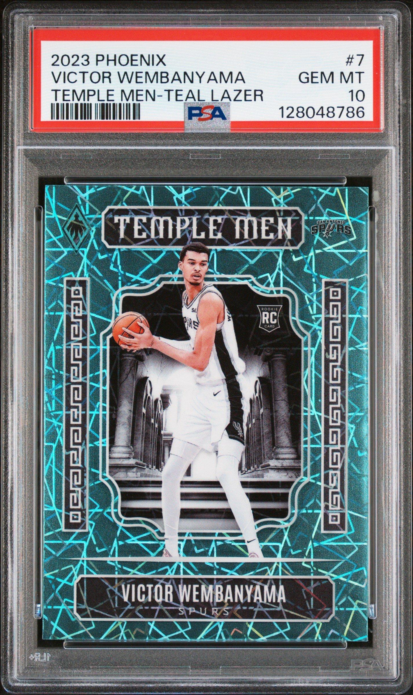 2023 Panini Phoenix Temple Men 7 Victor Wembanyama Teal Lazer PSA