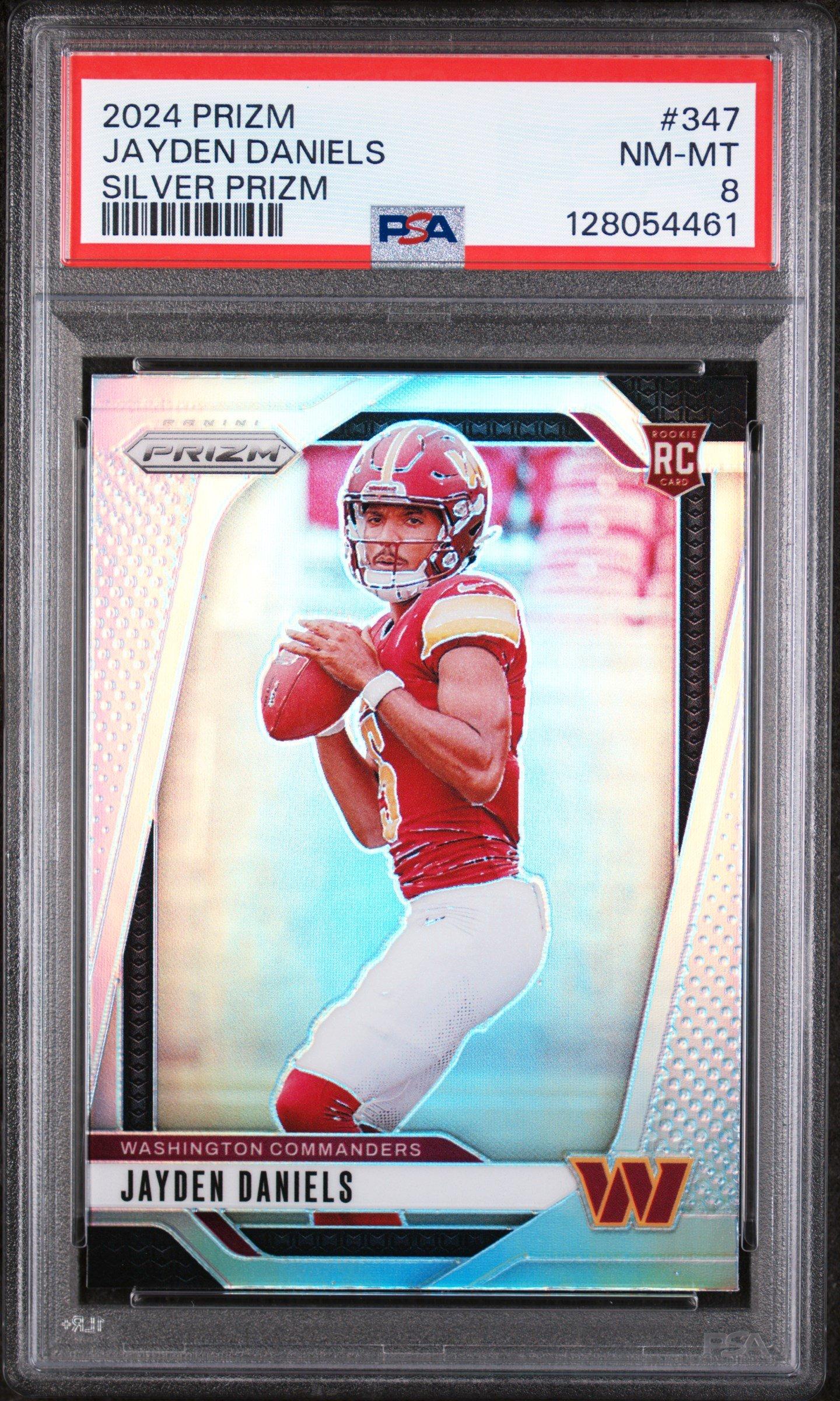2024 Panini Prizm 347 Jayden Daniels Silver Prizm PSA 8 Graded