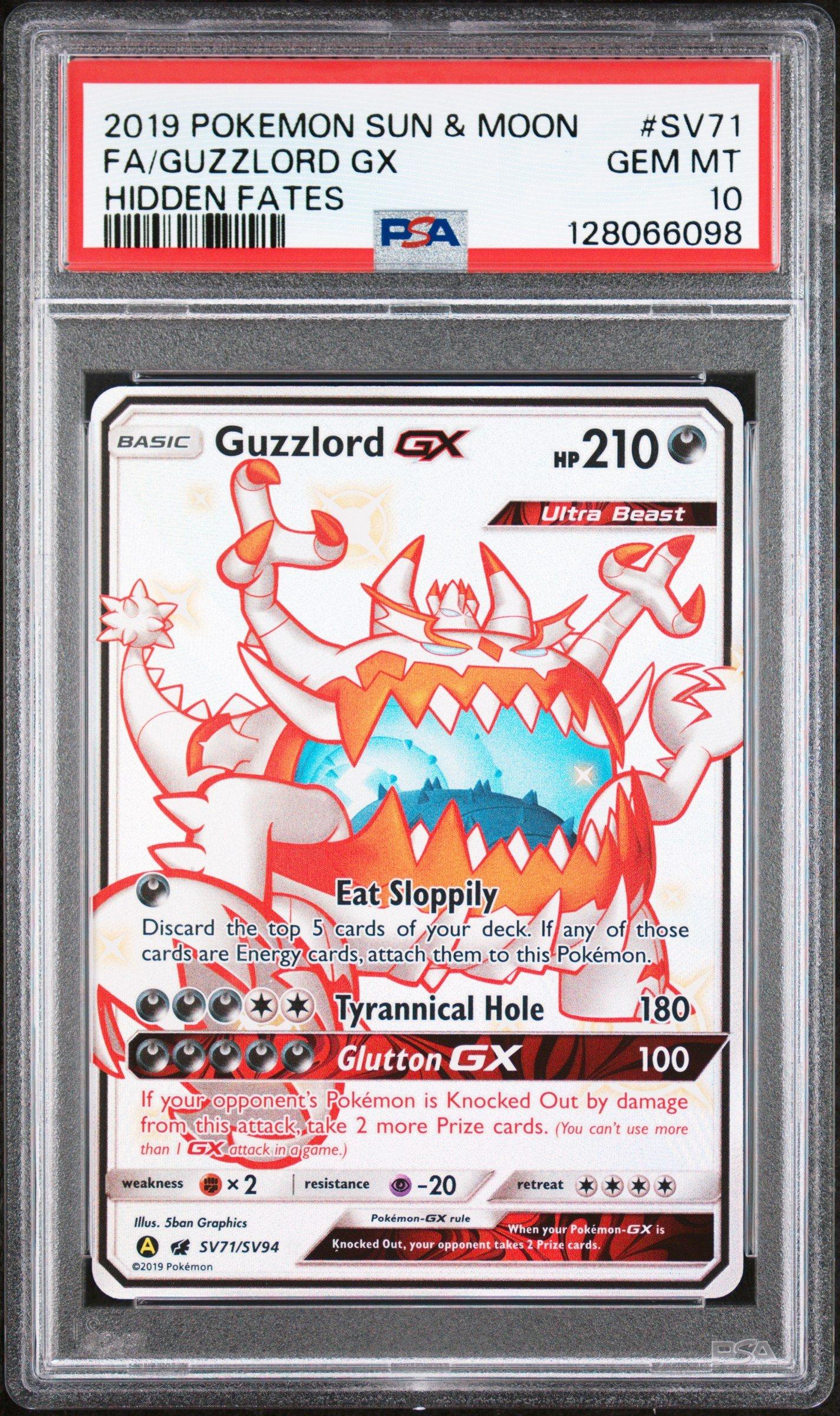 2019 Pokemon Sun & Moon Hidden Fates Sv71 Full Art/guzzlord Gx PSA