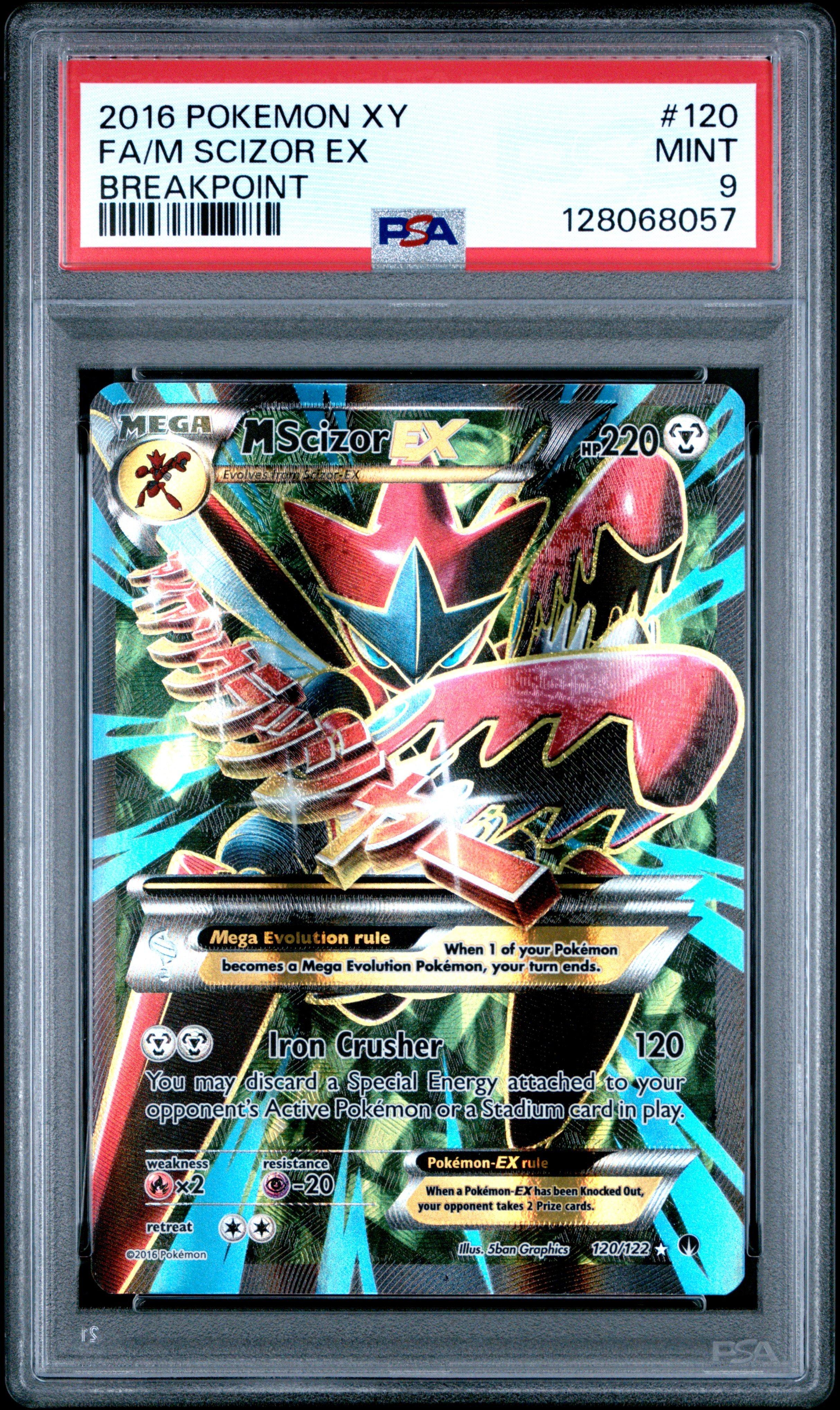 2016 Pokemon Xy Breakpoint 120 Full Art/m Scizor Ex PSA 9 Graded