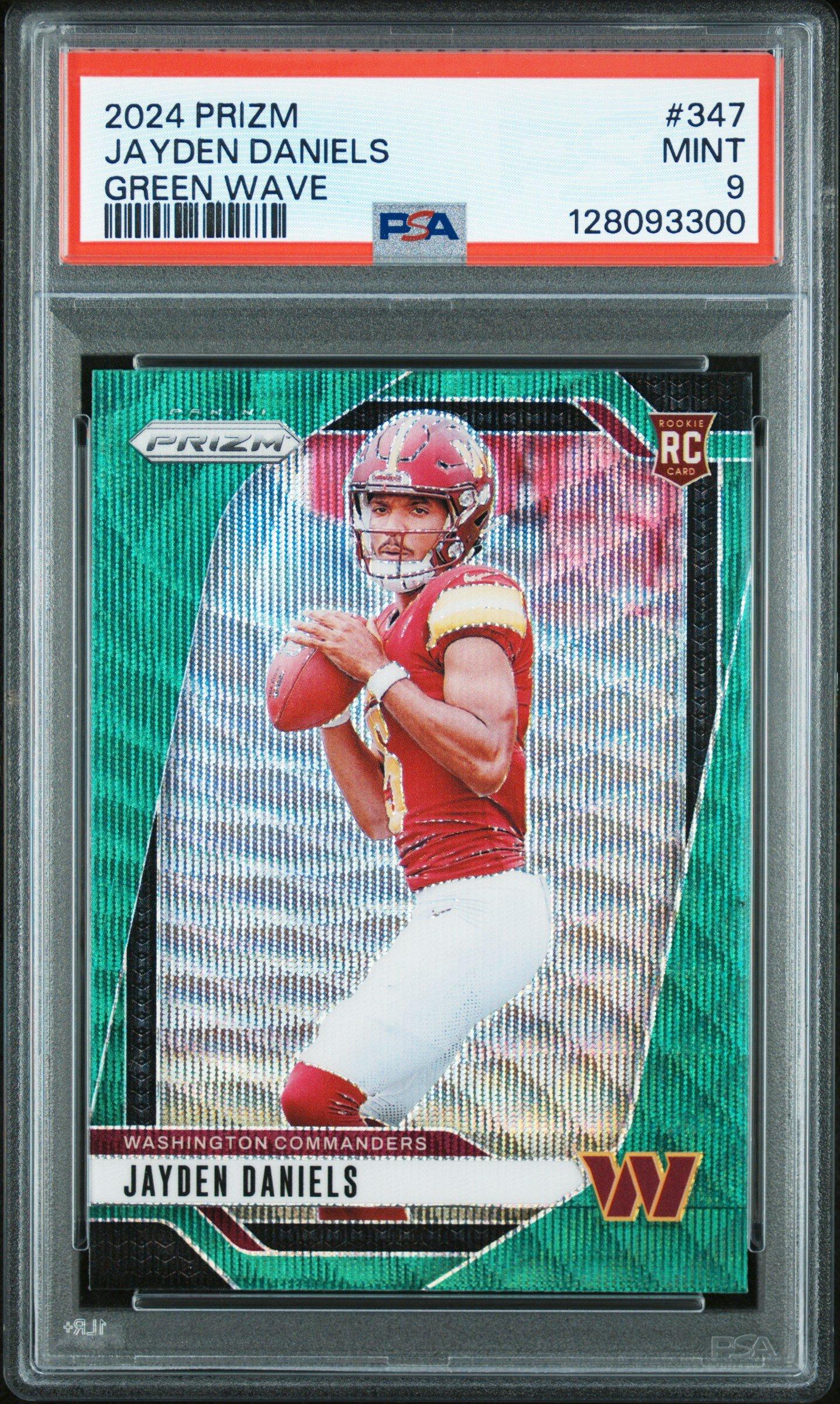 2024 Panini Prizm 347 Jayden Daniels Green Wave PSA 9 Graded Card