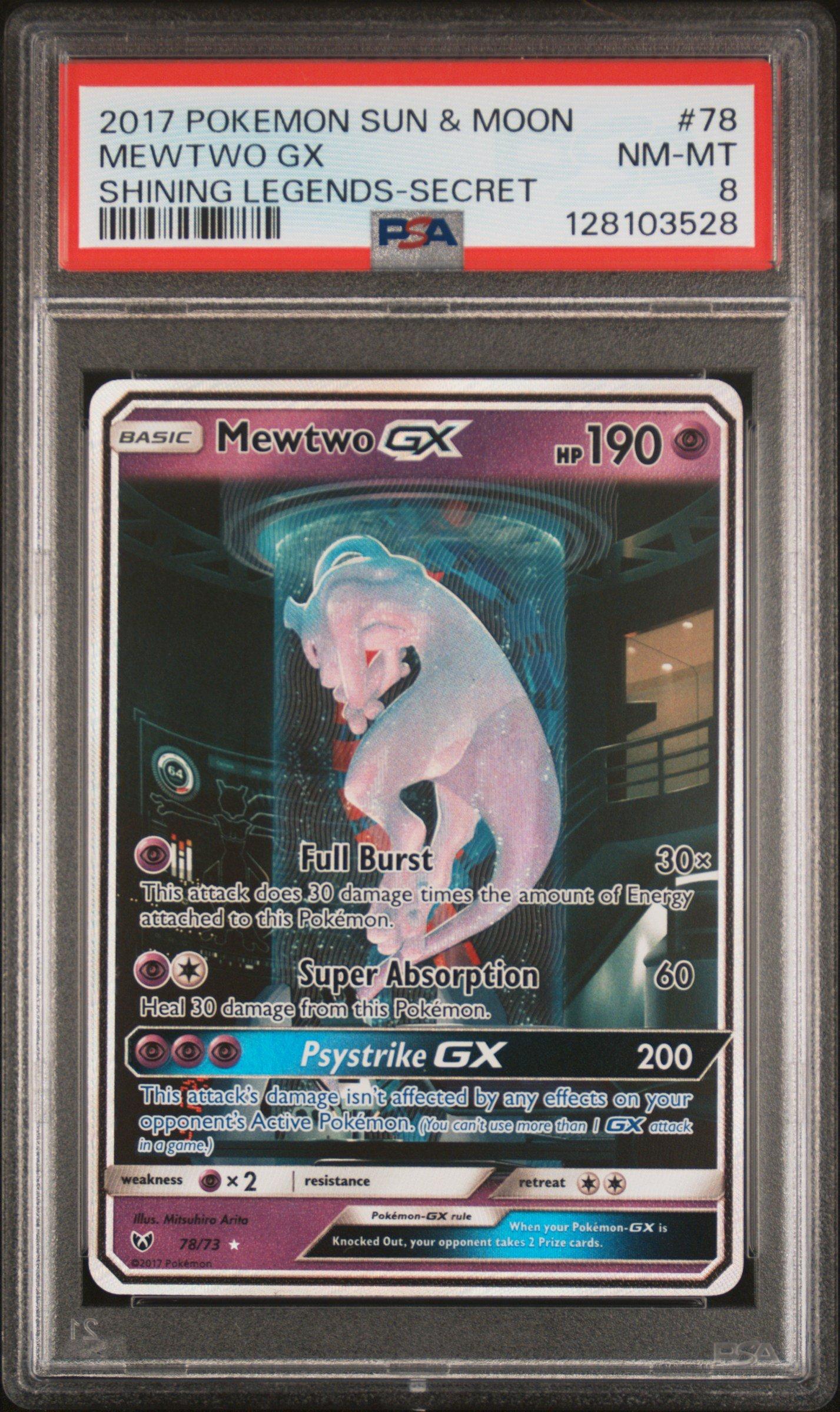 2017 Pokemon Sun & Moon Shining Legends 78 Mewtwo Gx Secret PSA