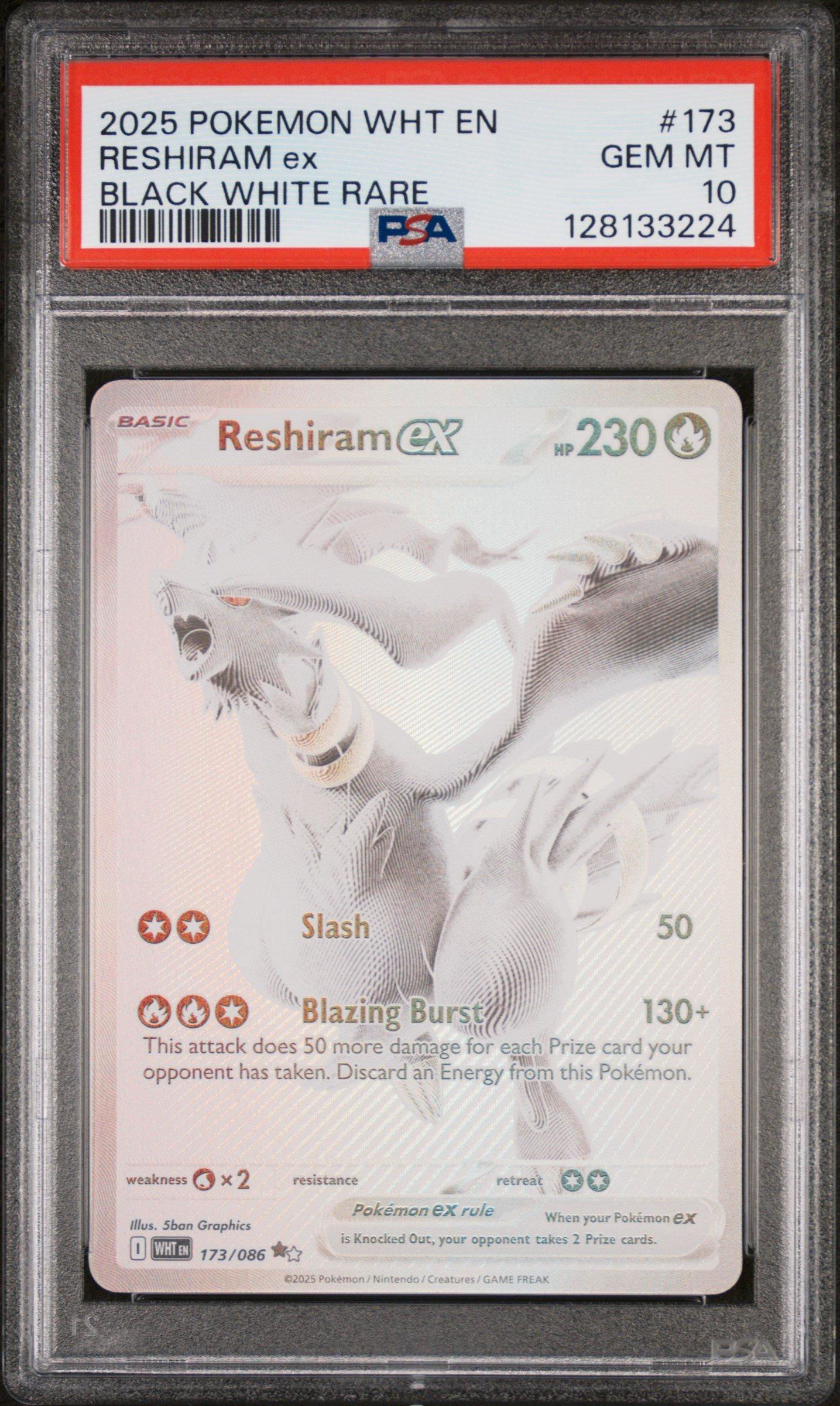 2025 Pokemon Wht En-white Flare 173 Reshiram Ex Black White Rare
