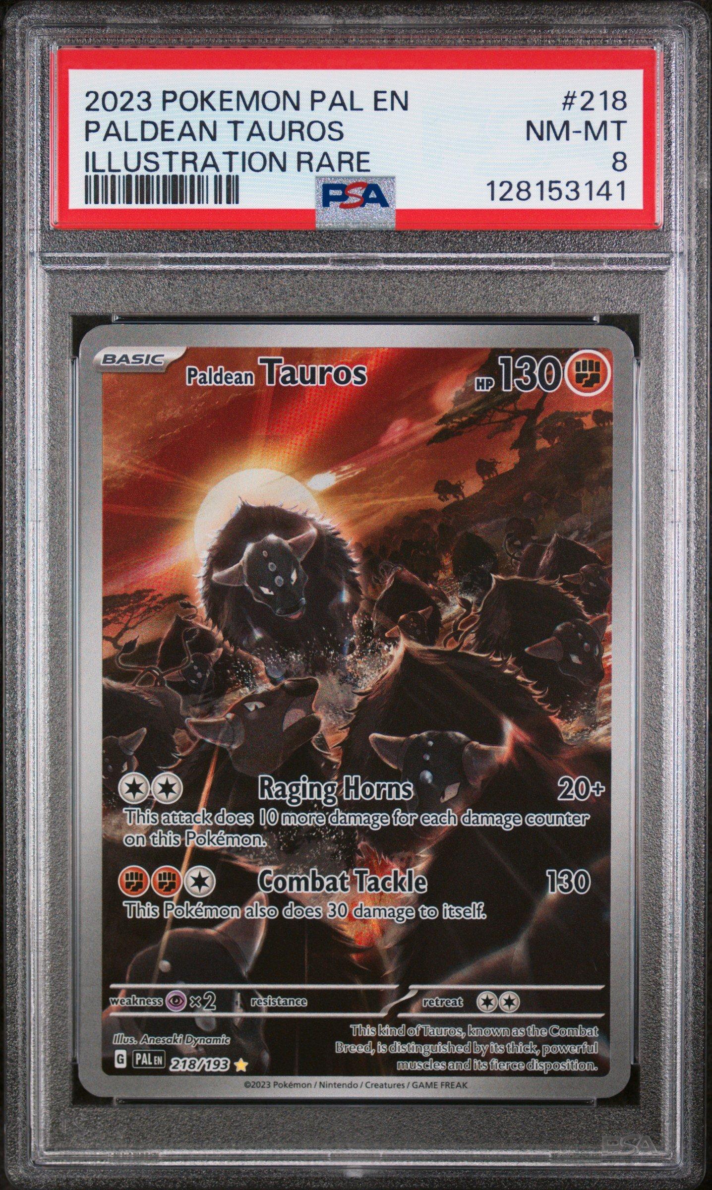 2023 Pokemon Pal En-paldea Evolved 218 Paldean Tauros Illustration Rare PSA 8