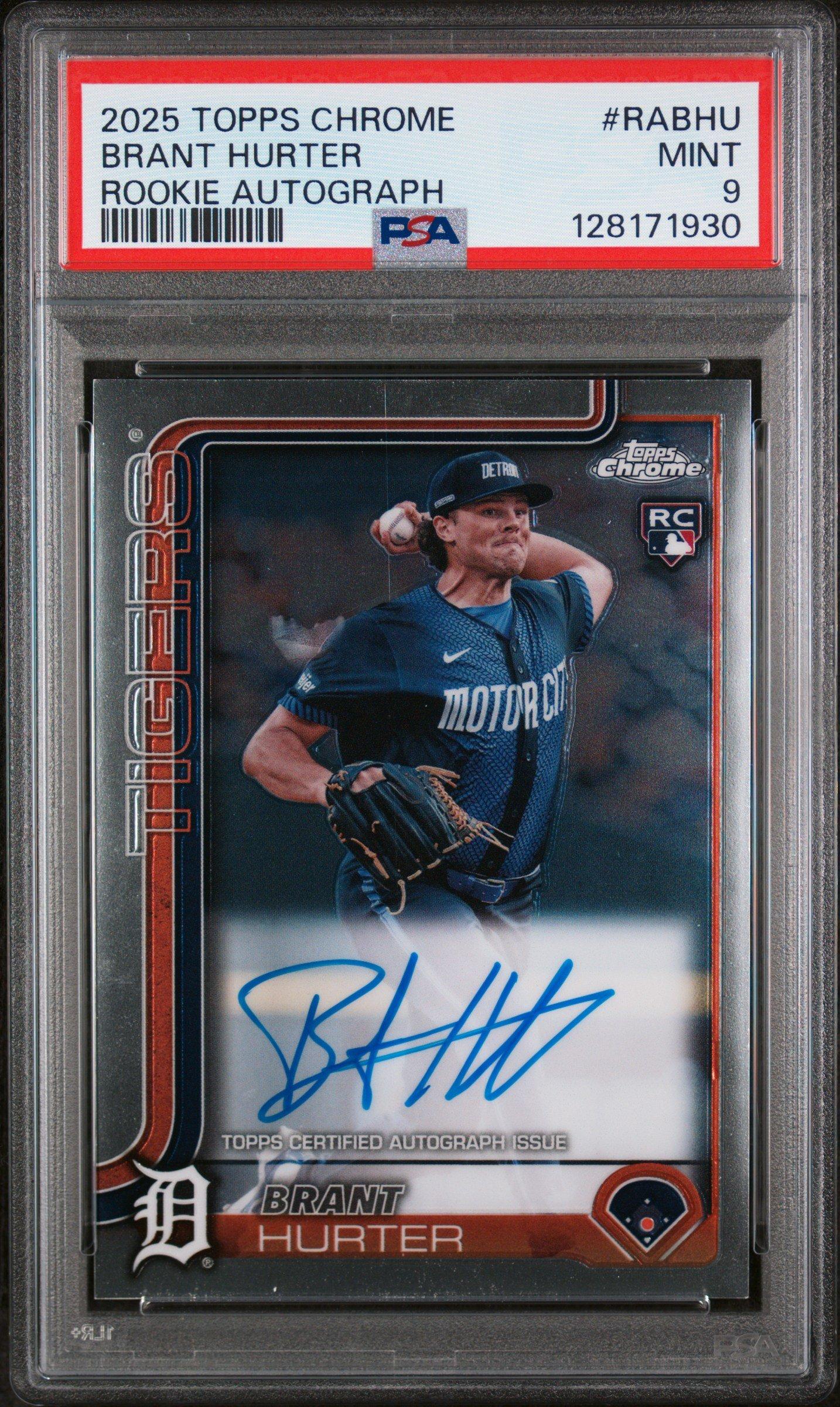 2025 Topps Chrome Rookie Autographs Rabhu Brant Hurter PSA 9