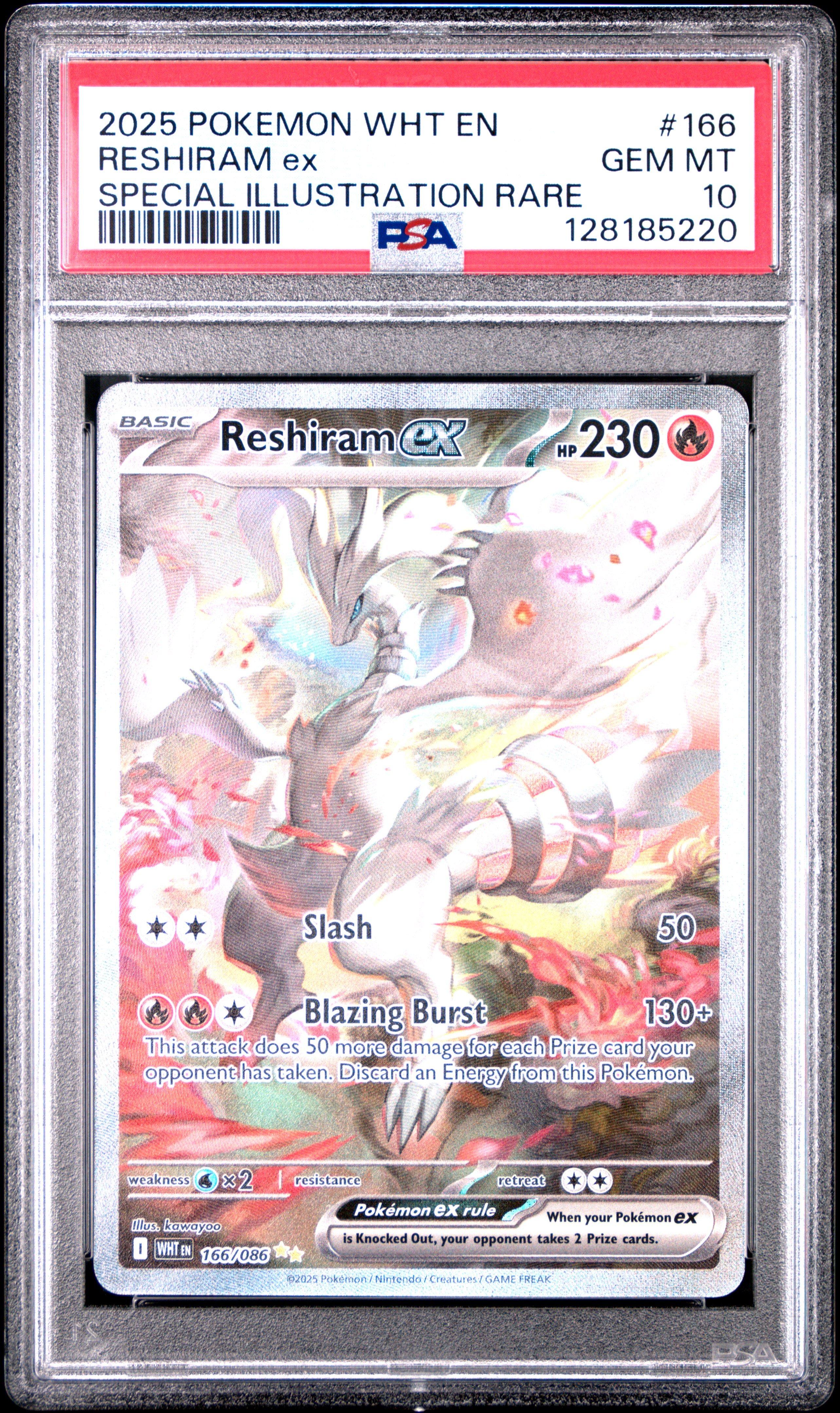2025 Pokemon Wht En-white Flare 166 Reshiram Ex Special