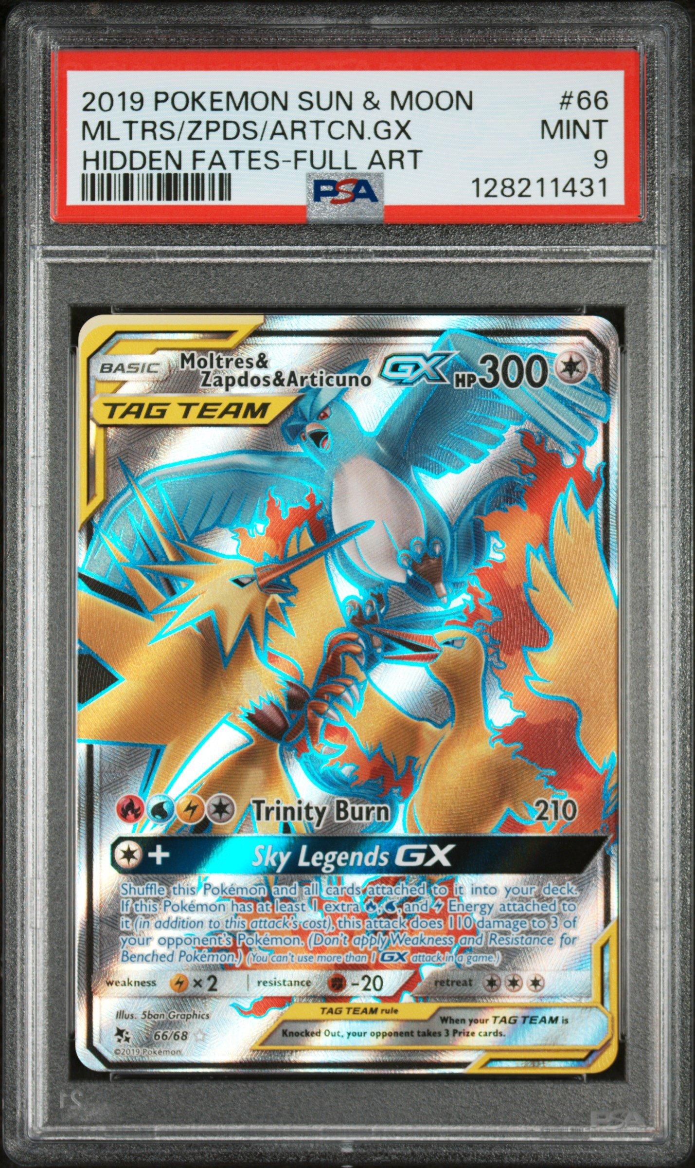 2019 Pokemon Sun & Moon Hidden Fates 66 Full Art/moltres & Zapdos