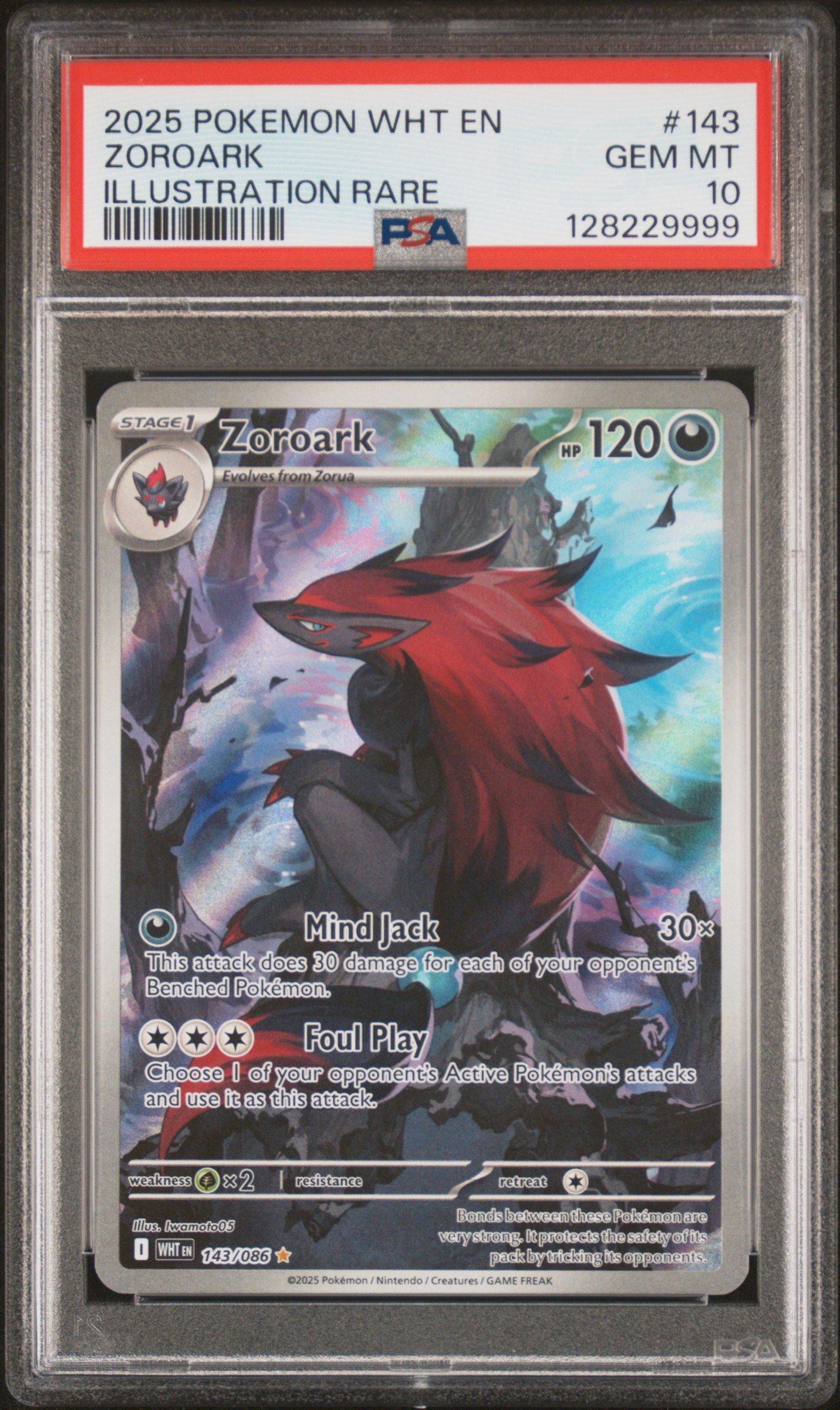 2025 Pokemon Wht En-white Flare 143 Zoroark Illustration Rare PSA