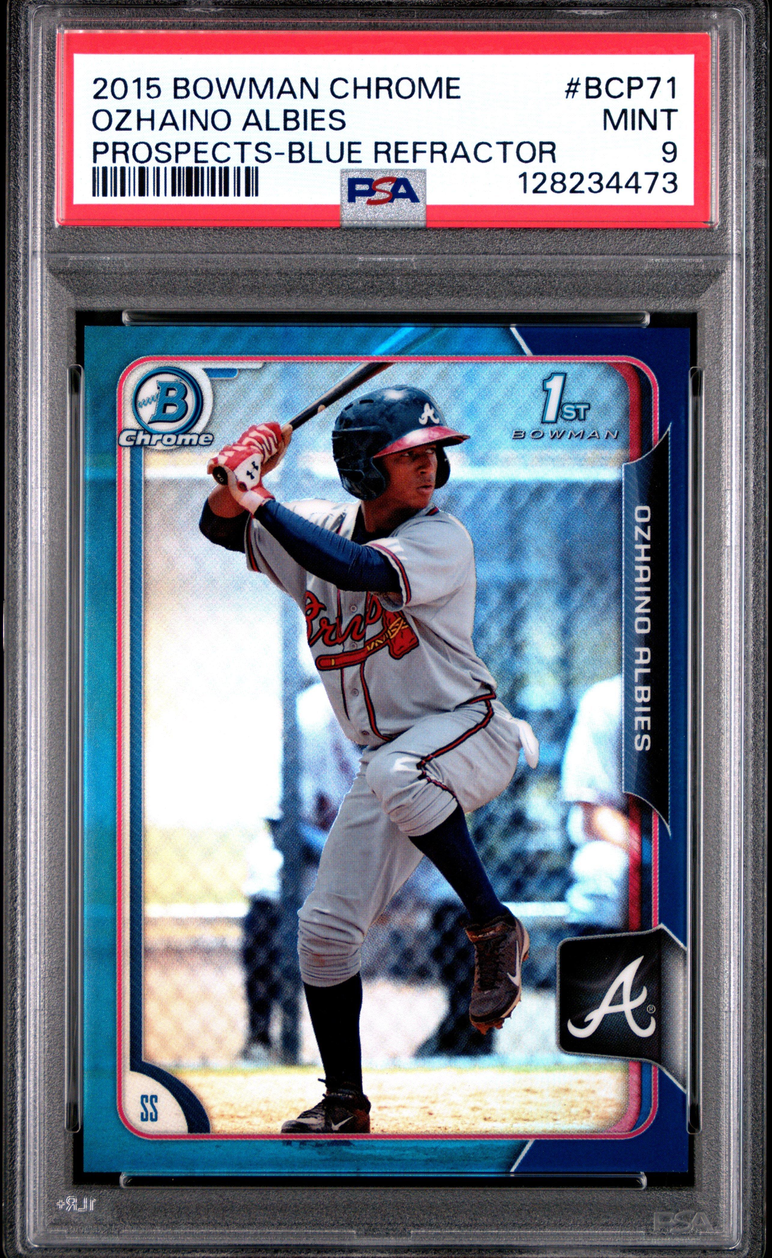 2015 Bowman Chrome Prospects Bcp71 Ozhaino Albies Blue Refractor