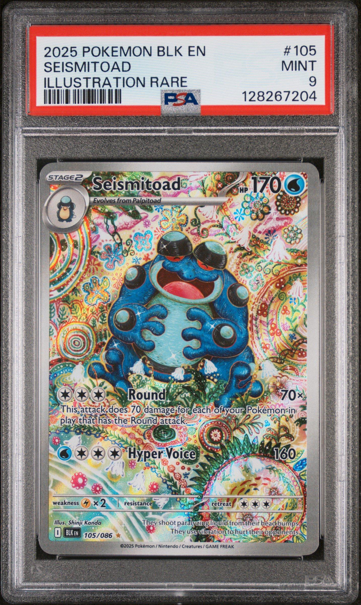 2025 Pokemon Blk En-black Bolt 105 Seismitoad Illustration Rare