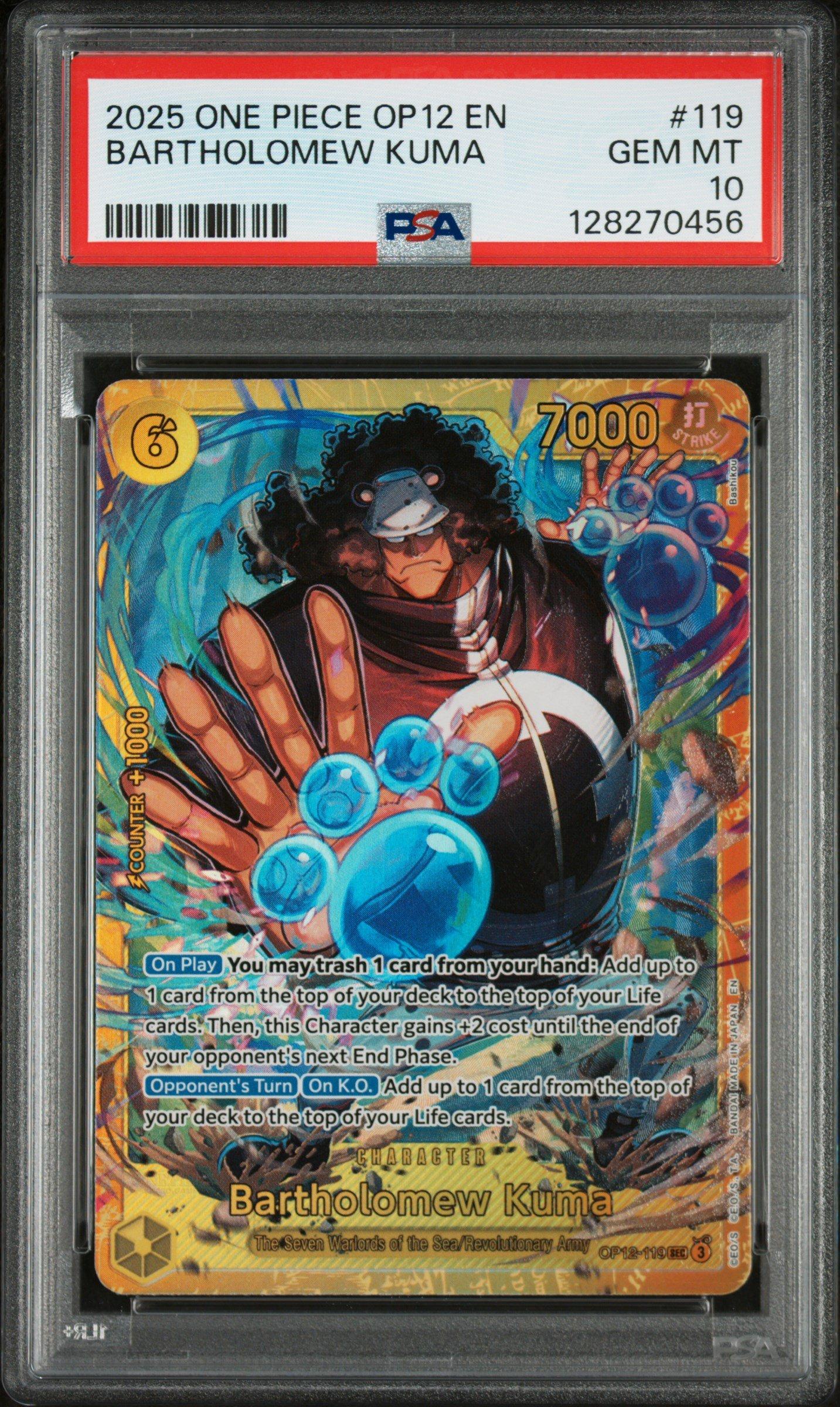 2025 One Piece Op12-legacy Of The Master 119 Bartholomew Kuma PSA 10