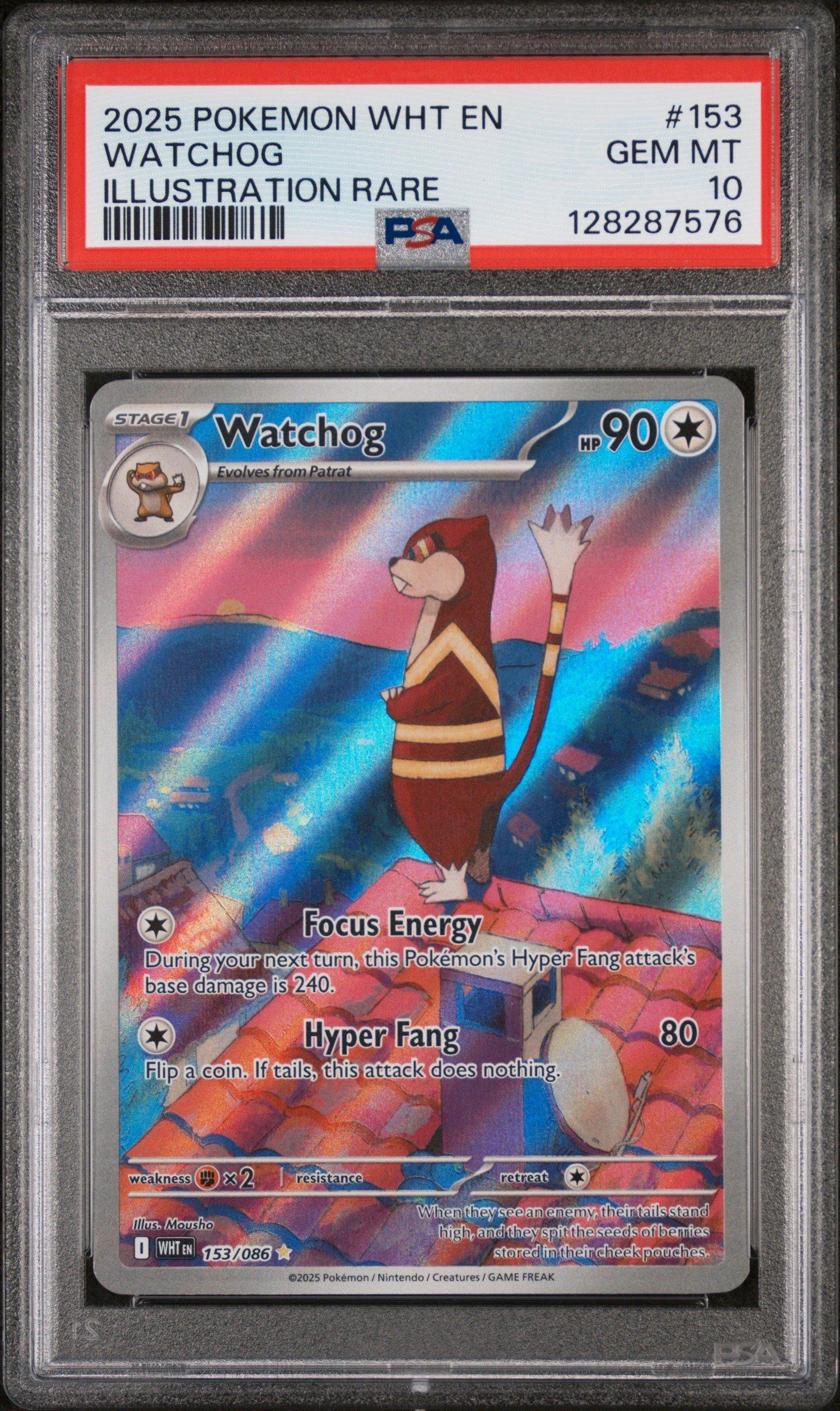 2025 Pokemon Wht En-white Flare 153 Watchog Illustration Rare PSA