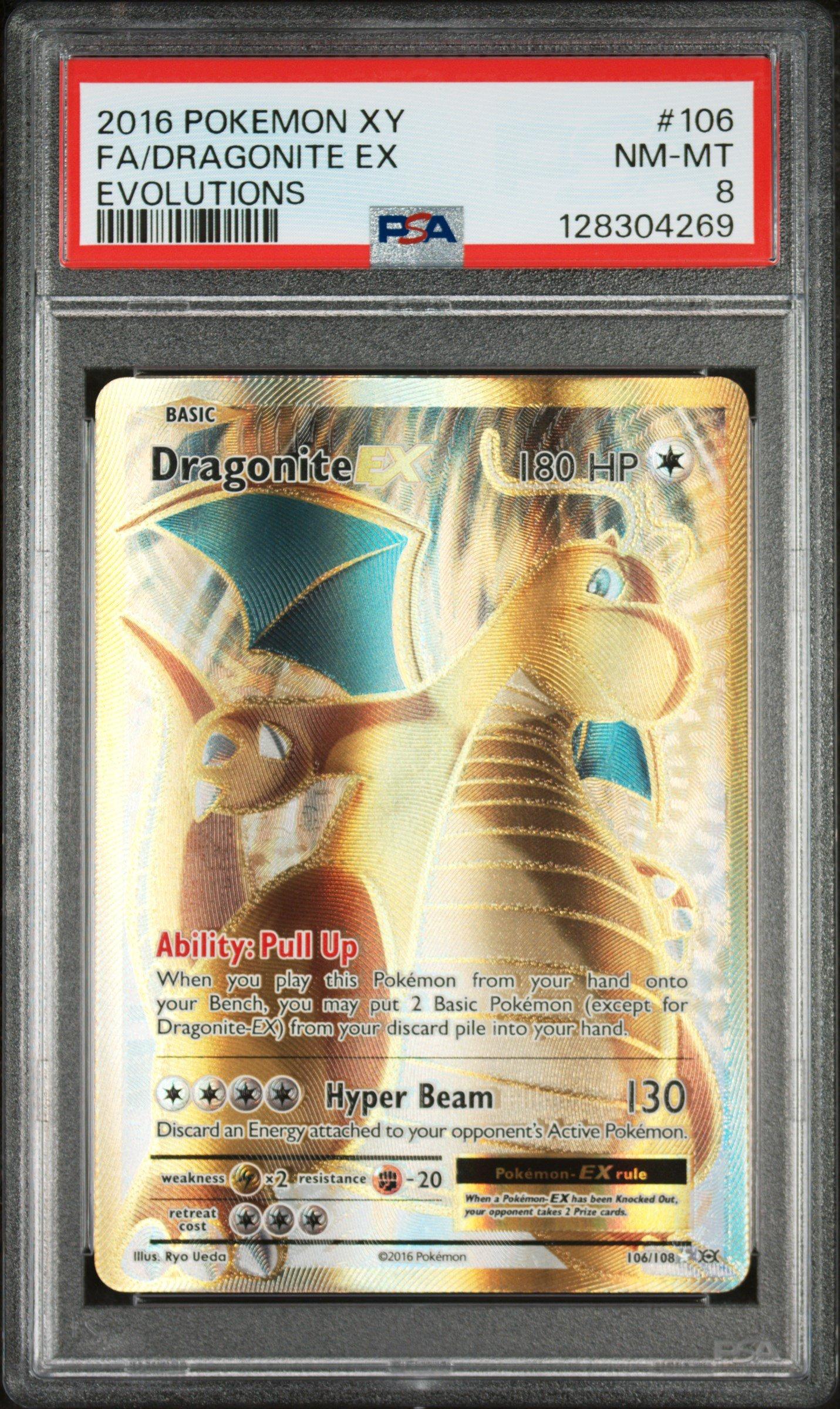 2016 Pokemon Xy Evolutions 106 Full Art/dragonite Ex PSA 8 Graded