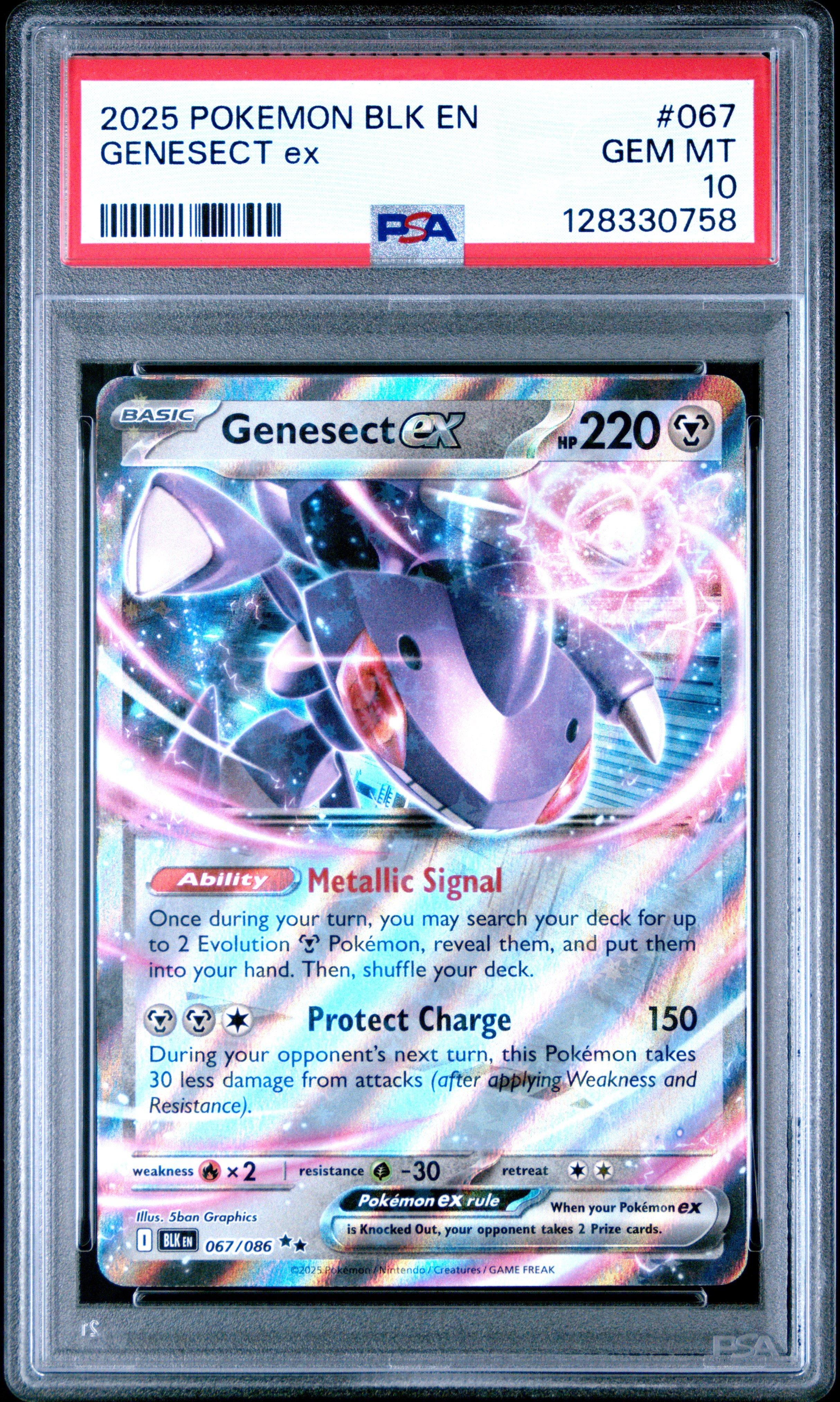 2025 Pokemon Blk En-black Bolt 067 Genesect Ex PSA 10 Graded Card