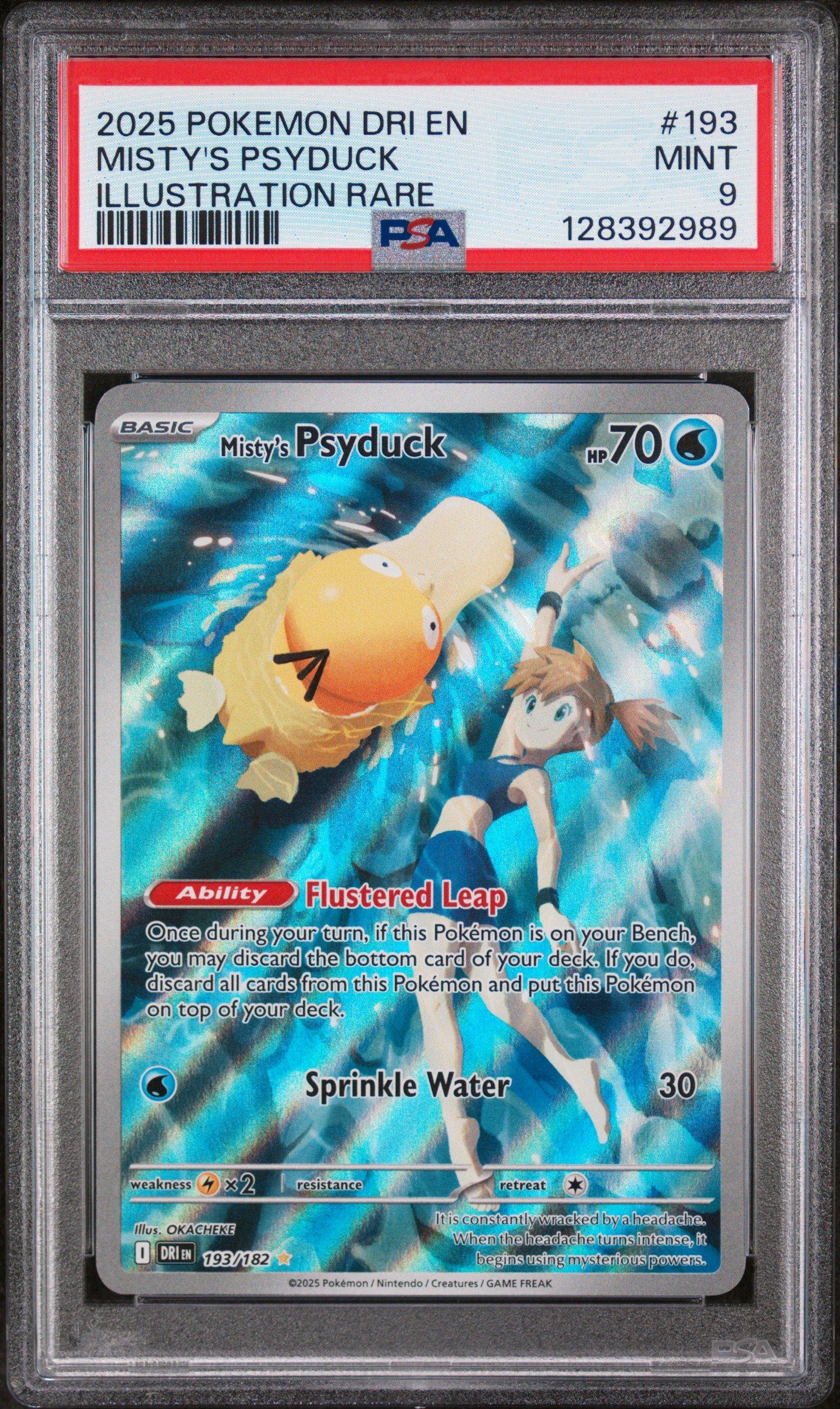 2025 Pokemon Dri En-destined Rivals 193 Misty's Psyduck Illustration Rare  PSA 9 Graded Card | GameStop