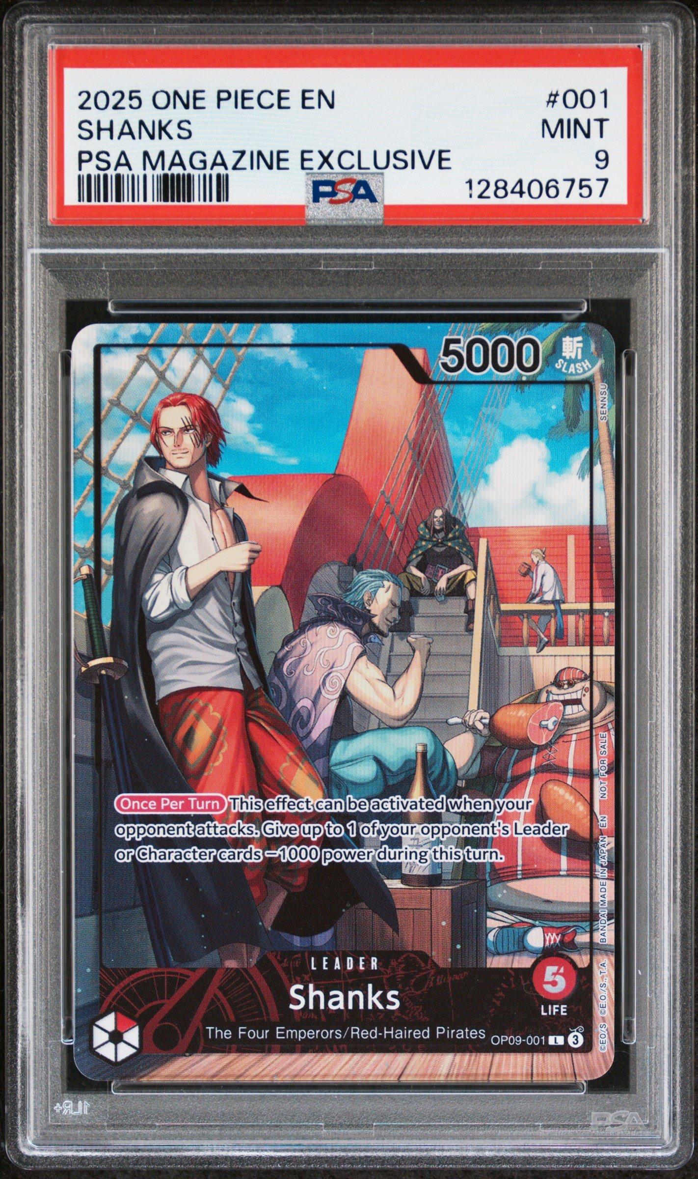 PSAマガジン 2025 7月号 ONE PIECE シャンクス プロモカード 2025 One Piece Promos 001 Shanks Psa Magazine Exclusive PSA 9