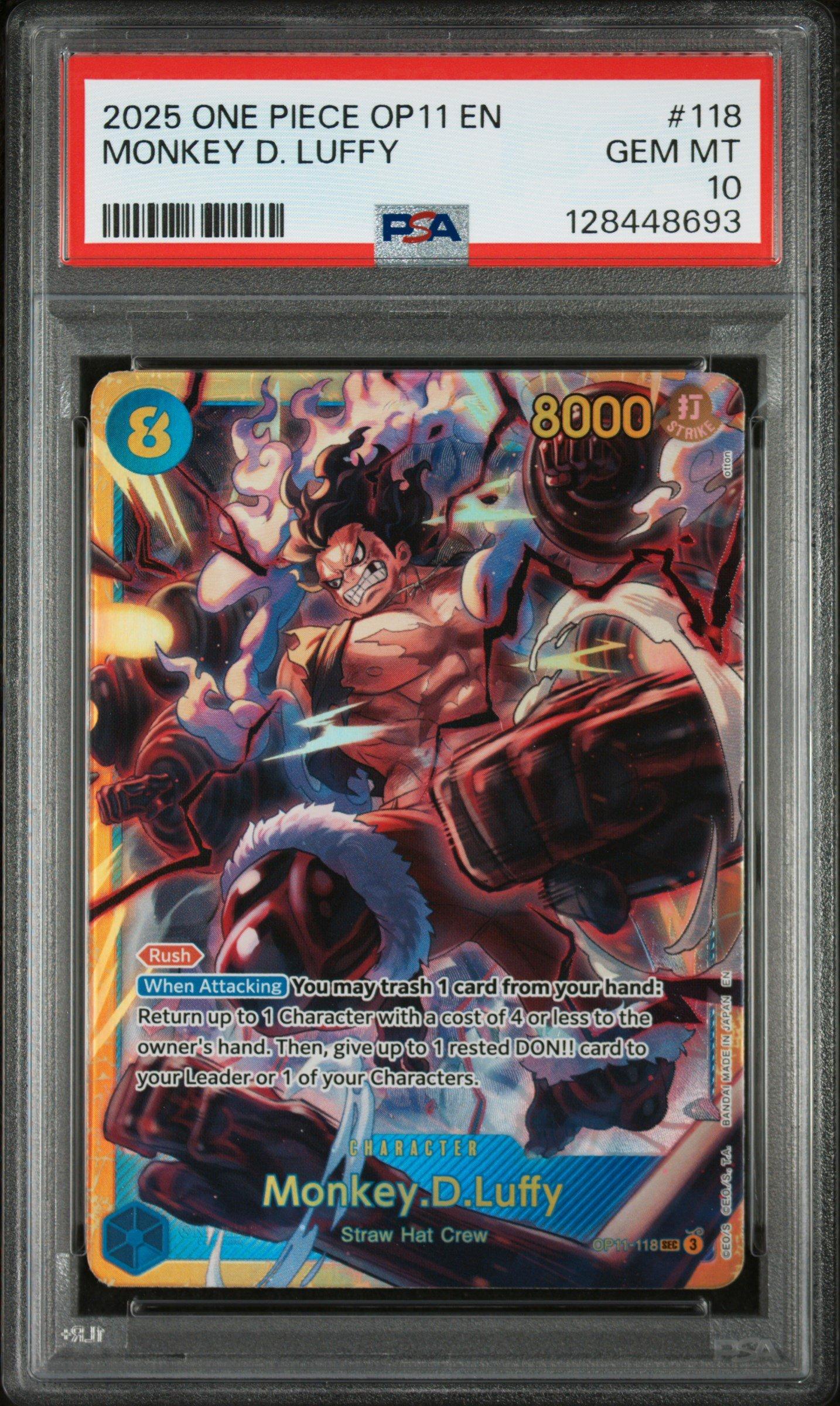 2025 One Piece Op11-a Fist Of Divine Speed 118 Monkey D. Luffy PSA