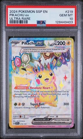2024 Pokemon Ssp En-surging Sparks 219 Pikachu Ex Ultra Rare PSA
