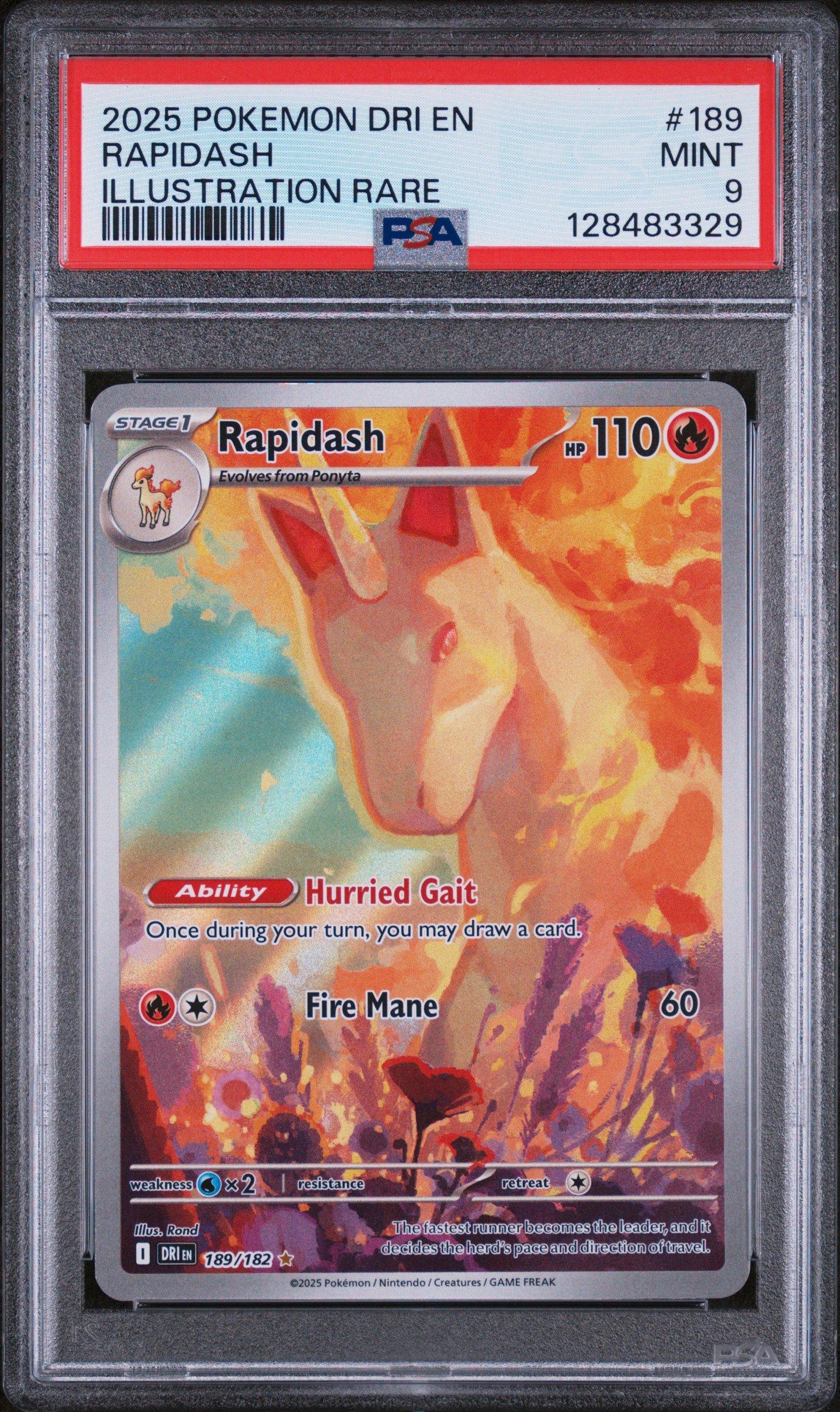 2025 Pokemon Dri En-destined Rivals 189 Rapidash Illustration Rare PSA 9  Graded Card | GameStop