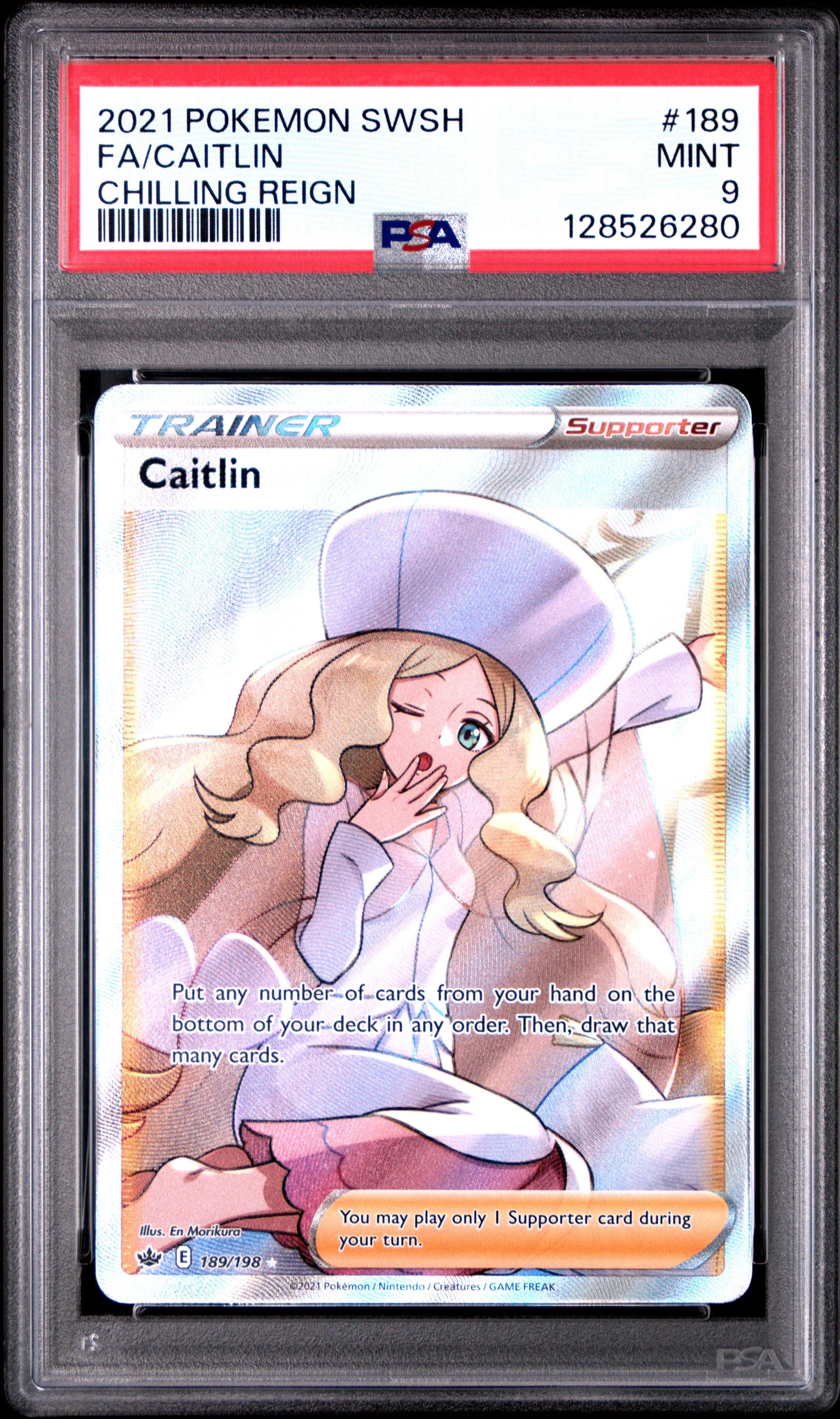 2021 Pokemon Sword & Shield Chilling Reign 189 Full Art/caitlin PSA 9