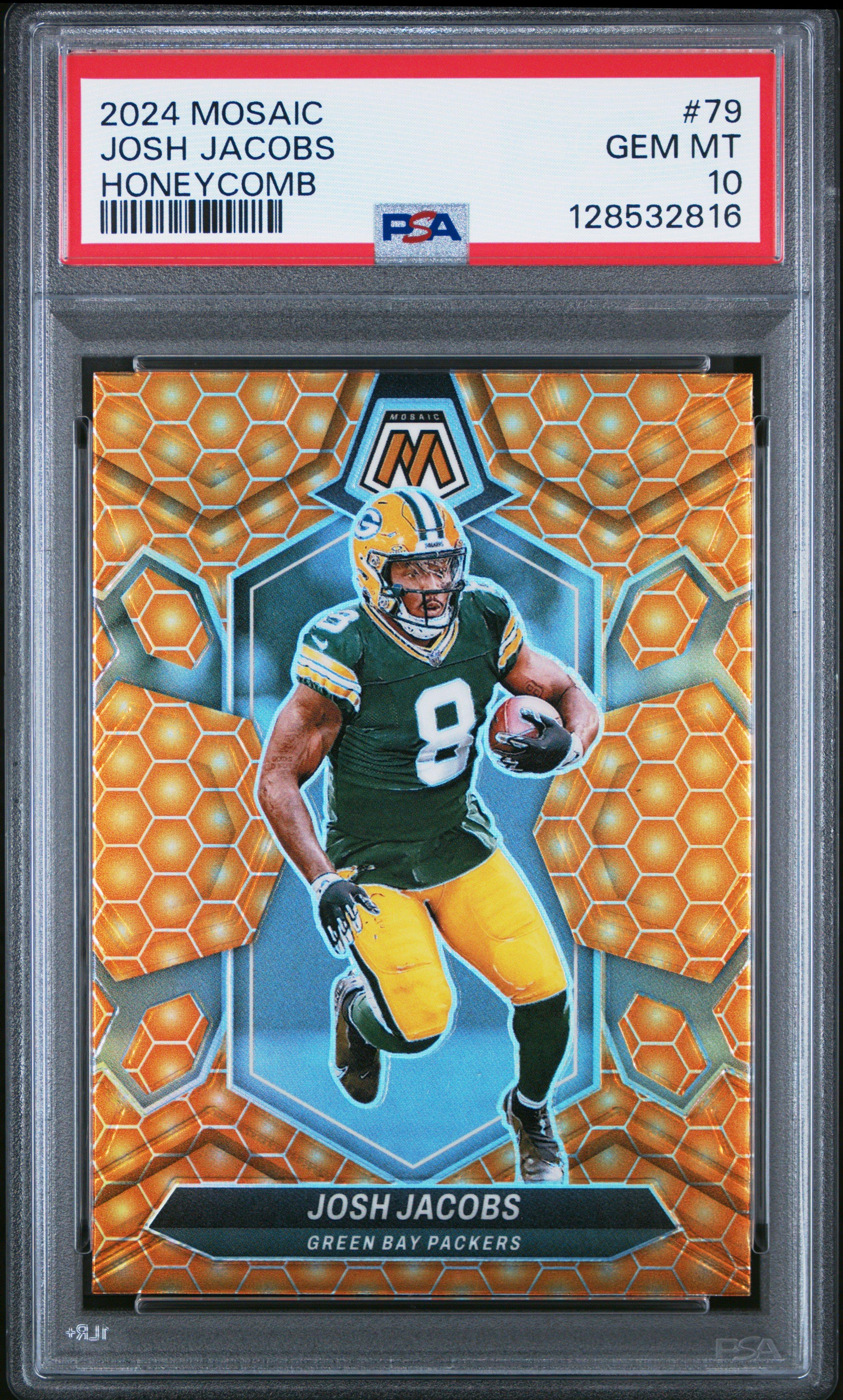 2024 Panini Mosaic 79 Josh Jacobs Honeycomb PSA 10 Graded Card