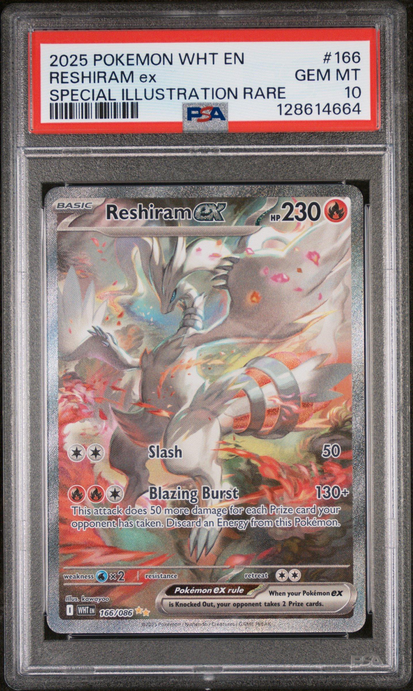 【PSA10】 RESHIRAM EX SPECIAL ART RARE 2025 Pokemon Wht En-white Flare 166 Reshiram Ex Special