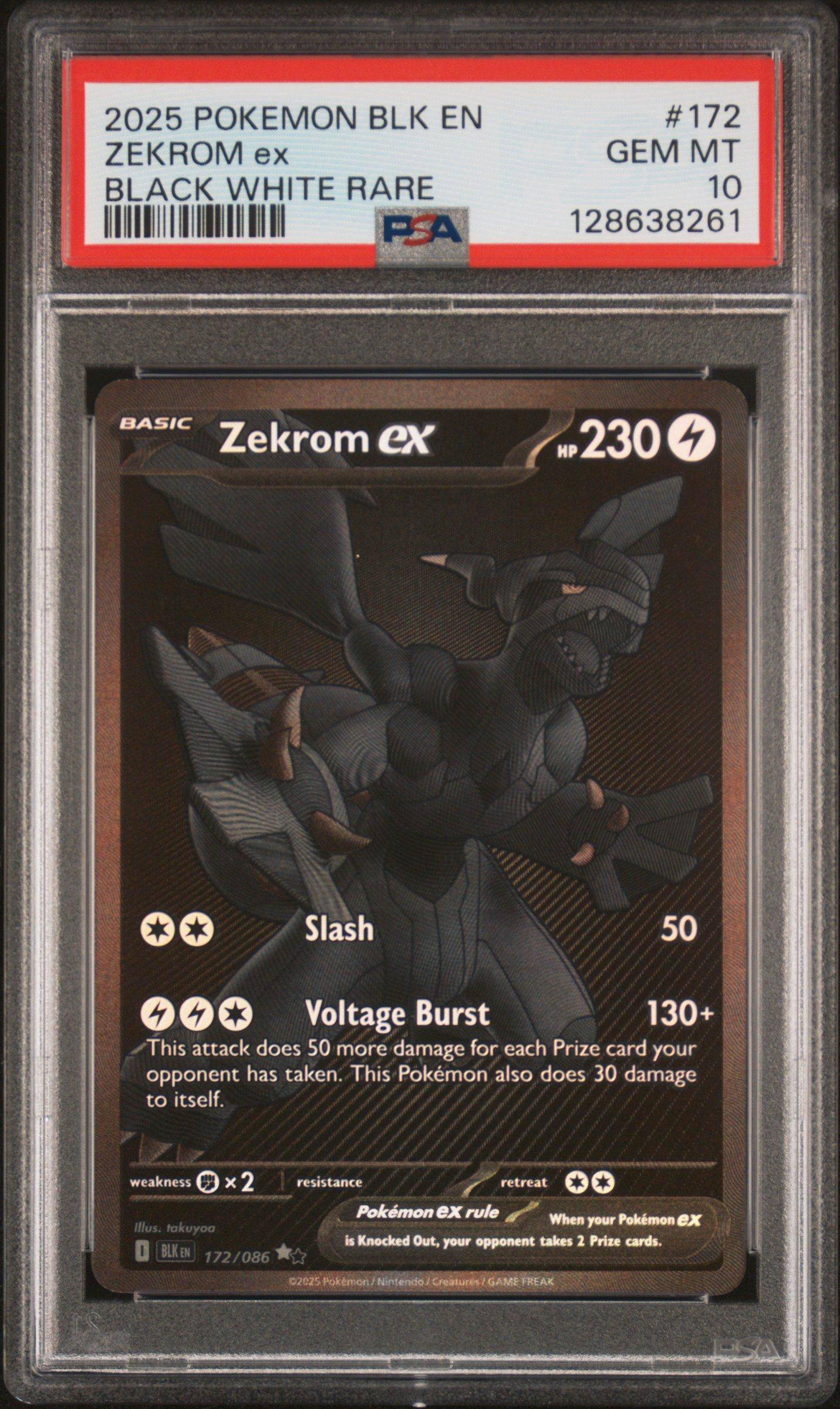 2025 Pokemon Blk En-black Bolt 172 Zekrom Ex Black White Rare PSA